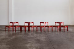 Vico Magistretti "Carimate" Chairs for Cassina, Red Lacquered, 1960, Set of 10