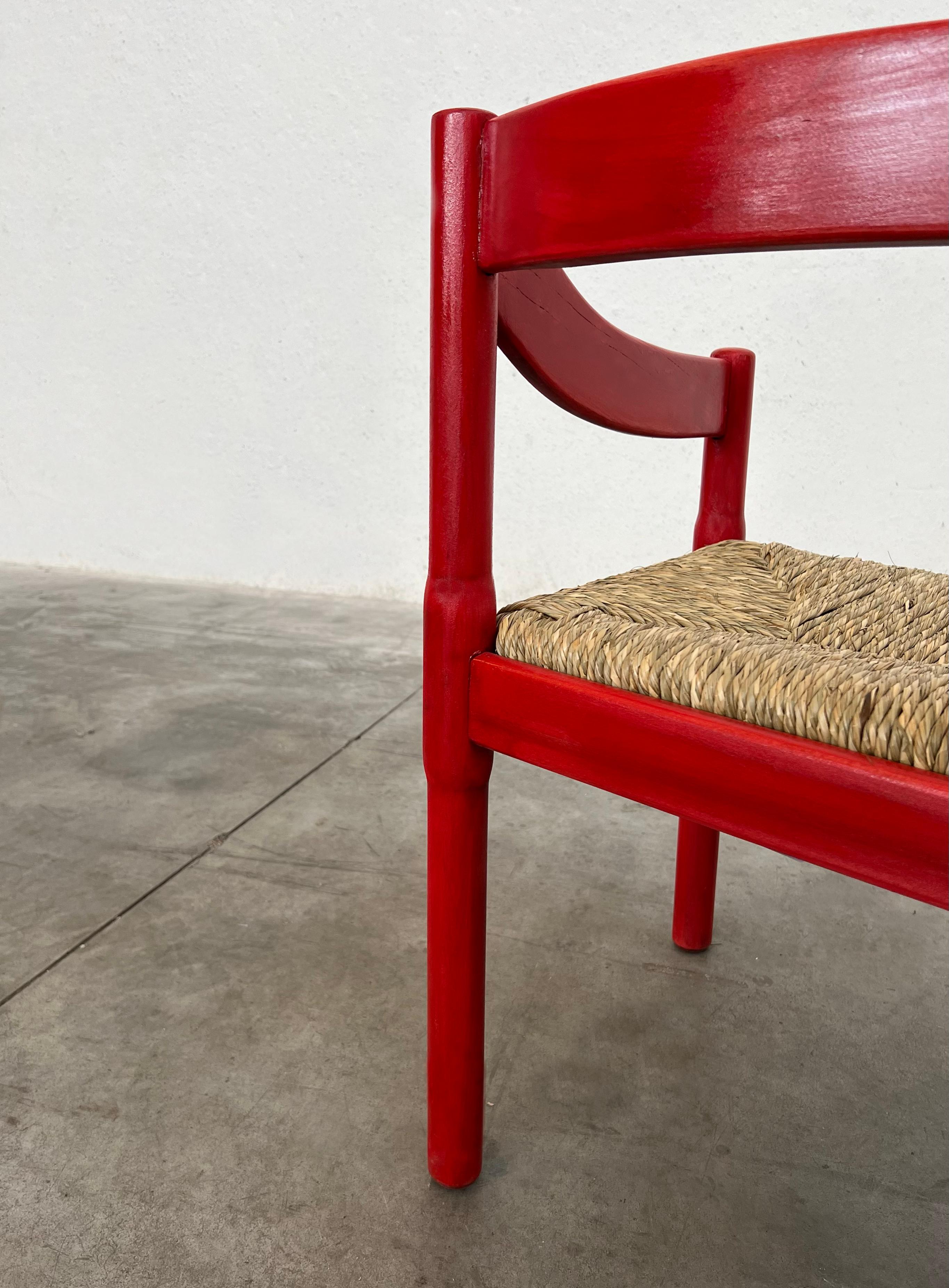 Vico Magistretti Carimate Esszimmerstuhl für Cassina, rot lackiert, 1960 im Angebot 3