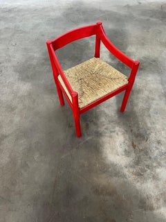 Vico Magistretti “Carimate” Dining Chair for Cassina, Red Lacquered, 1960