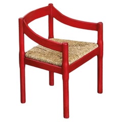 Vico Magistretti “Carimate” Dining Chair for Cassina, Red Lacquered, 1960