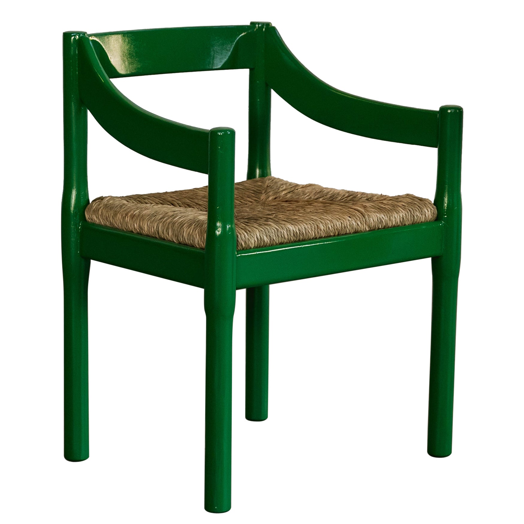 Chaise de salle à manger Carimate de Vico Magistretti pour Cassina, vert laqué, 1960 en vente