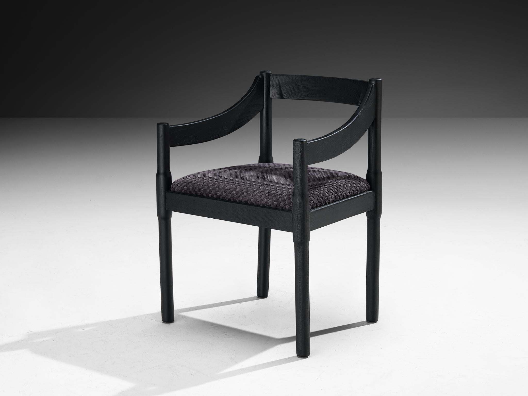 Vico Magistretti, ‘Carimate’ armchair, model '892', lacquered ash, fabric, Italy, design 1963

The ‘Carimate’ chair is one of Vico Magistretti’s most famous chairs. Originally designed in a red color for the ‘Carimate Golf Club’ in Italy (1960), a