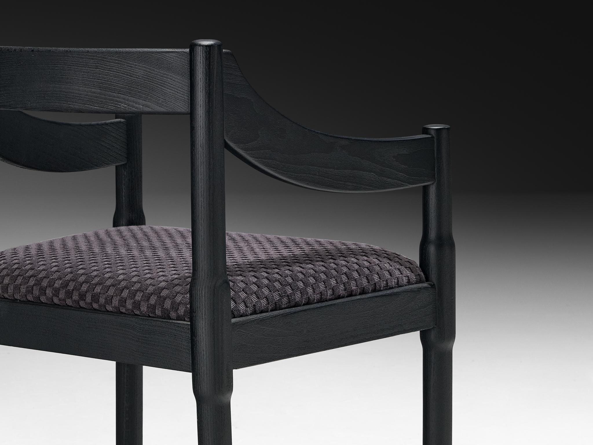 Mid-Century Modern Vico Magistretti 'Carimate' Dining Chair in Black Lacquered Ash For Sale