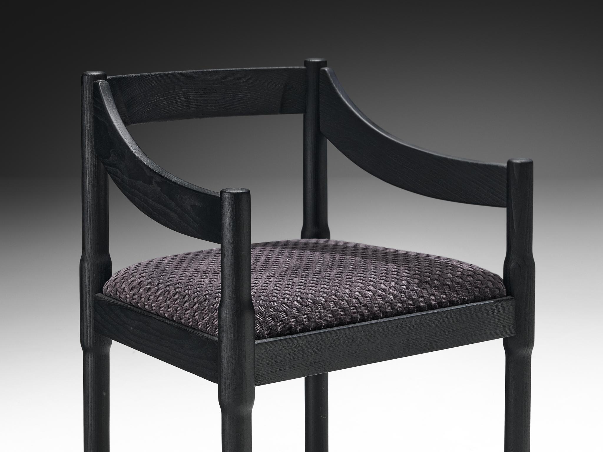Vico Magistretti 'Carimate' Dining Chair in Black Lacquered Ash In Good Condition For Sale In Waalwijk, NL