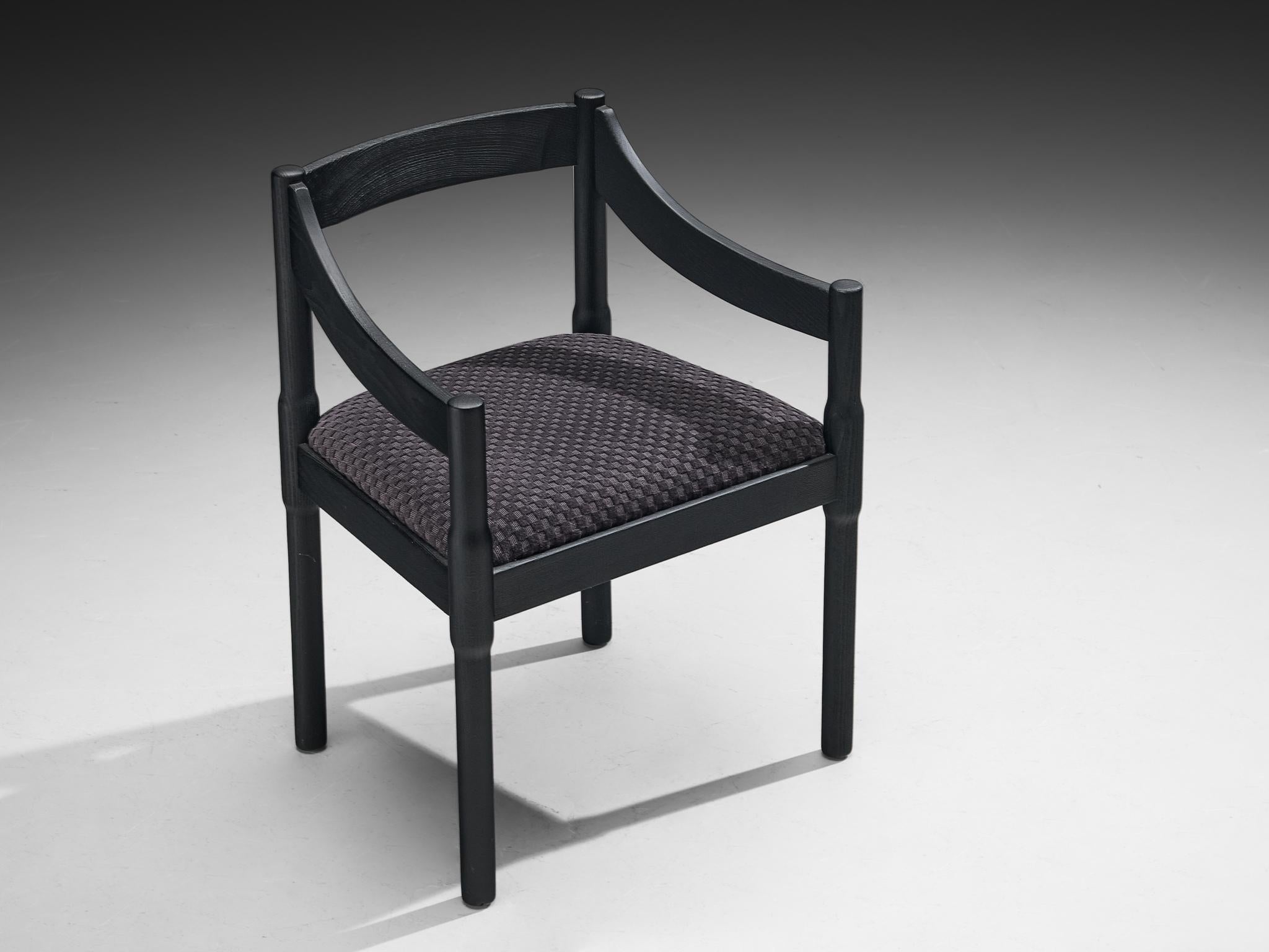 Fabric Vico Magistretti 'Carimate' Dining Chair in Black Lacquered Ash For Sale
