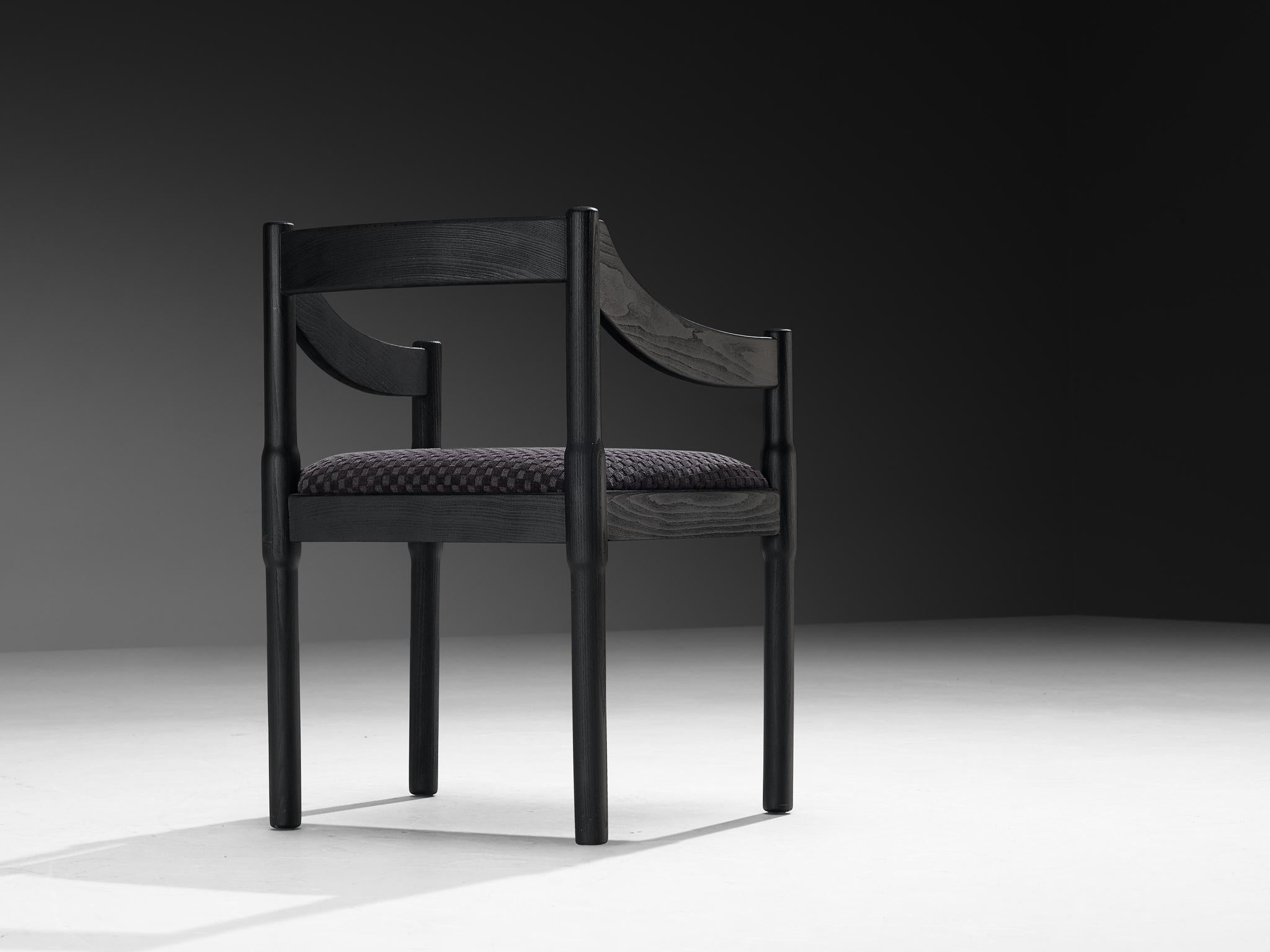 Mid-20th Century Vico Magistretti 'Carimate' Dining Chair in Black Lacquered Wood For Sale