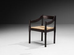 Vico Magistretti  'Carimate' Dining Chair in Stained Wood with Rush Seat