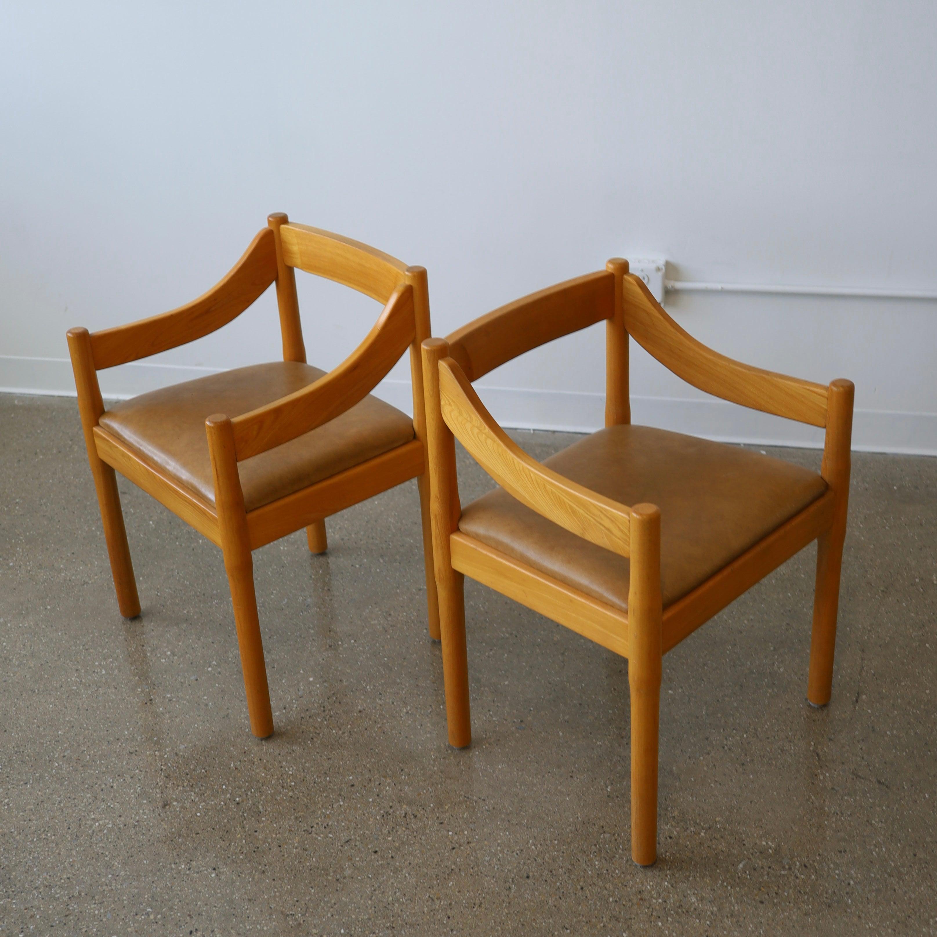 Mid-Century Modern Vico Magistretti “Carimate” Dining Chairs, a pair For Sale