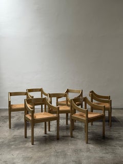 Vico Magistretti, Carimate Dining Chairs, Cassina, Set of 7, Italy, 1960s