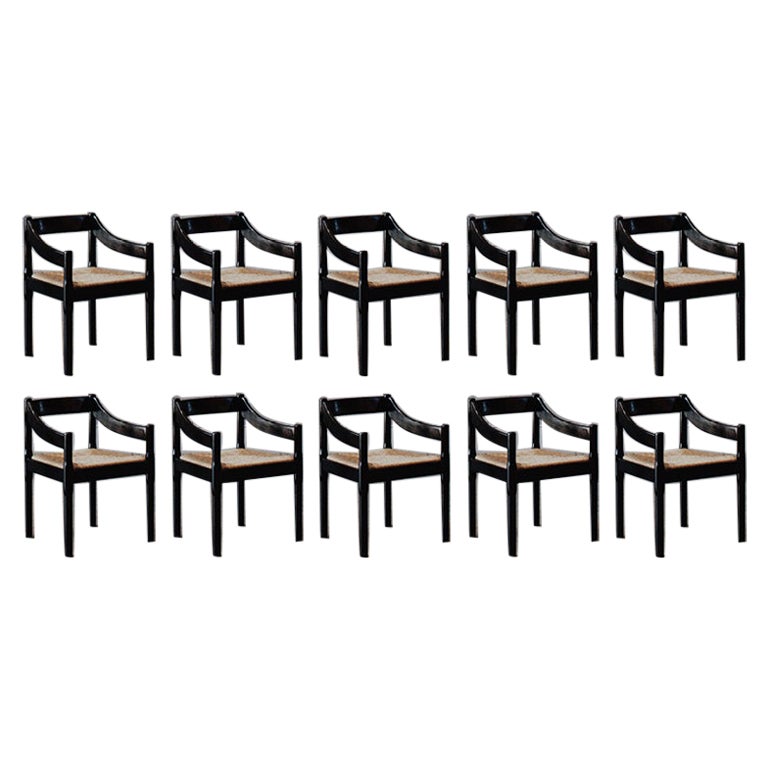Vico Magistretti "Carimate" per Cassina, 1960, set di 10 sedie da pranzo