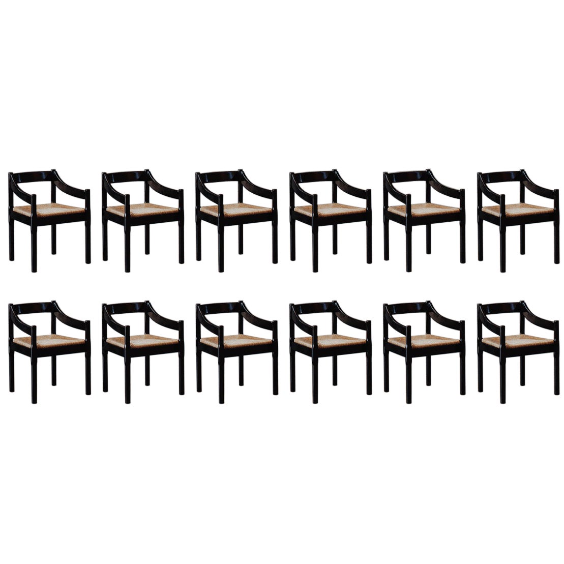 Chaises de salle à manger Carimate de Vico Magistretti pour Cassina, 1960, lot de 12
