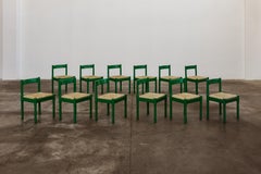 Vico Magistretti "Carimate" Chairs for Cassina, Green Lacquered, 1960, Set of 16