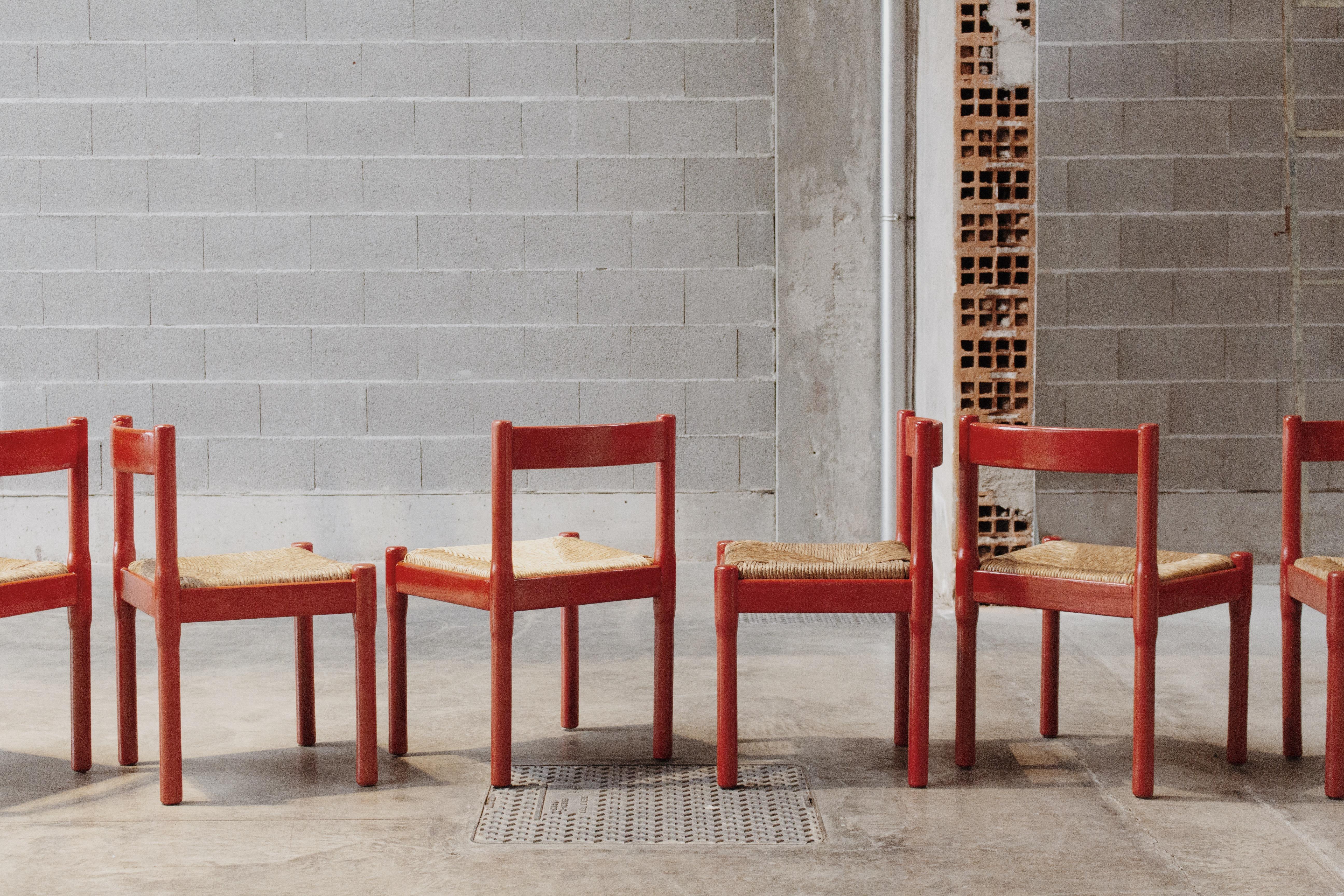 Chaises de salle à manger Carimate de Vico Magistretti pour Cassina, 1960, lot de 6 Bon état - En vente à Lonigo, Veneto