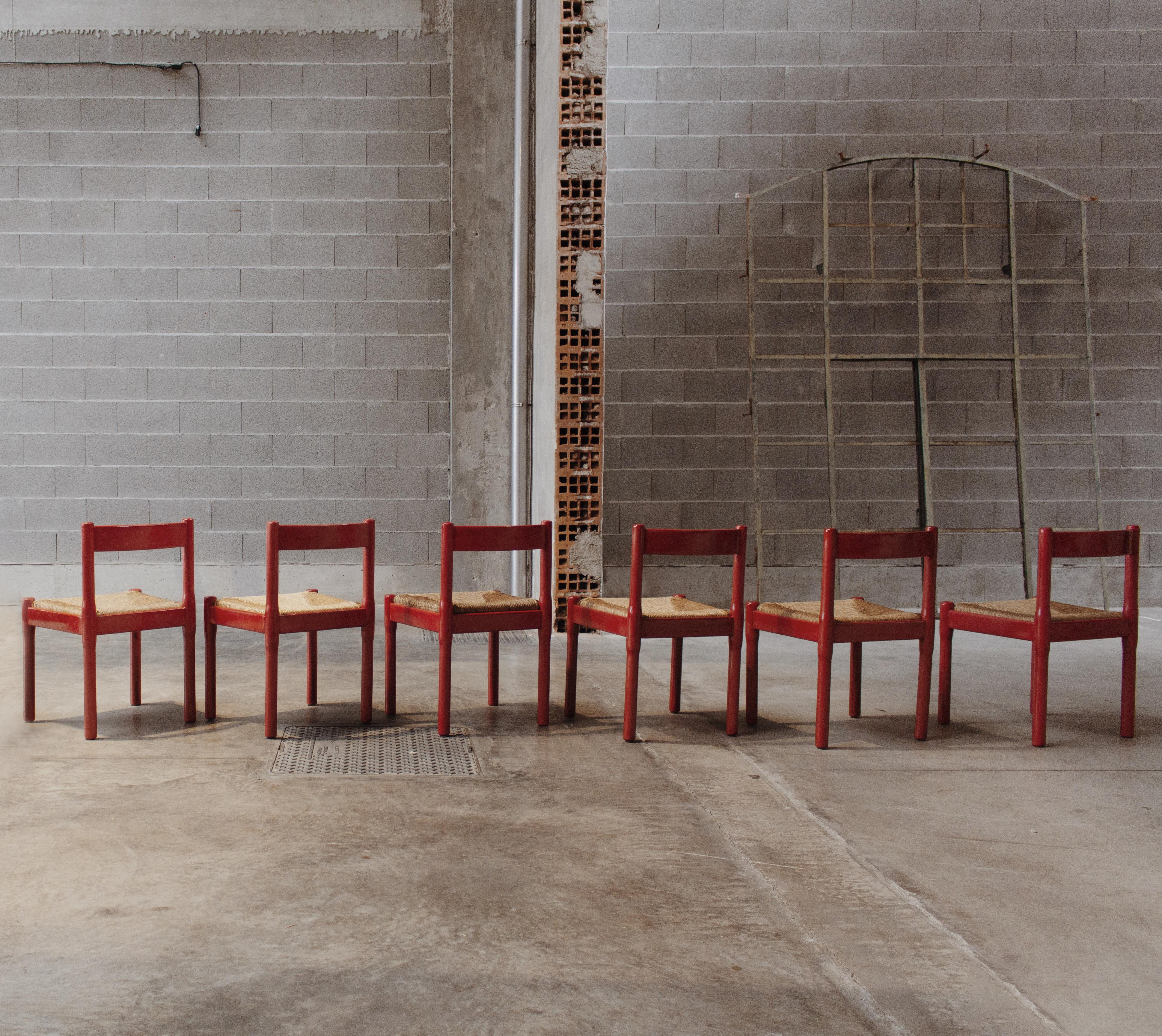 Chaises de salle à manger Carimate de Vico Magistretti pour Cassina, 1960, lot de 6 en vente 3