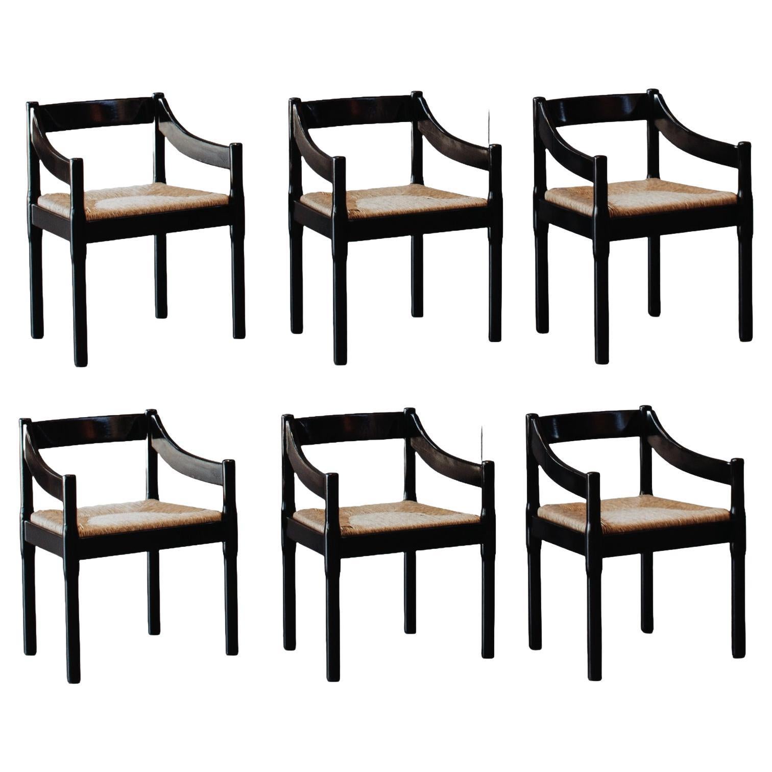 Vico Magistretti Sillas de comedor "Carimate" para Cassina, 1960, juego de 6