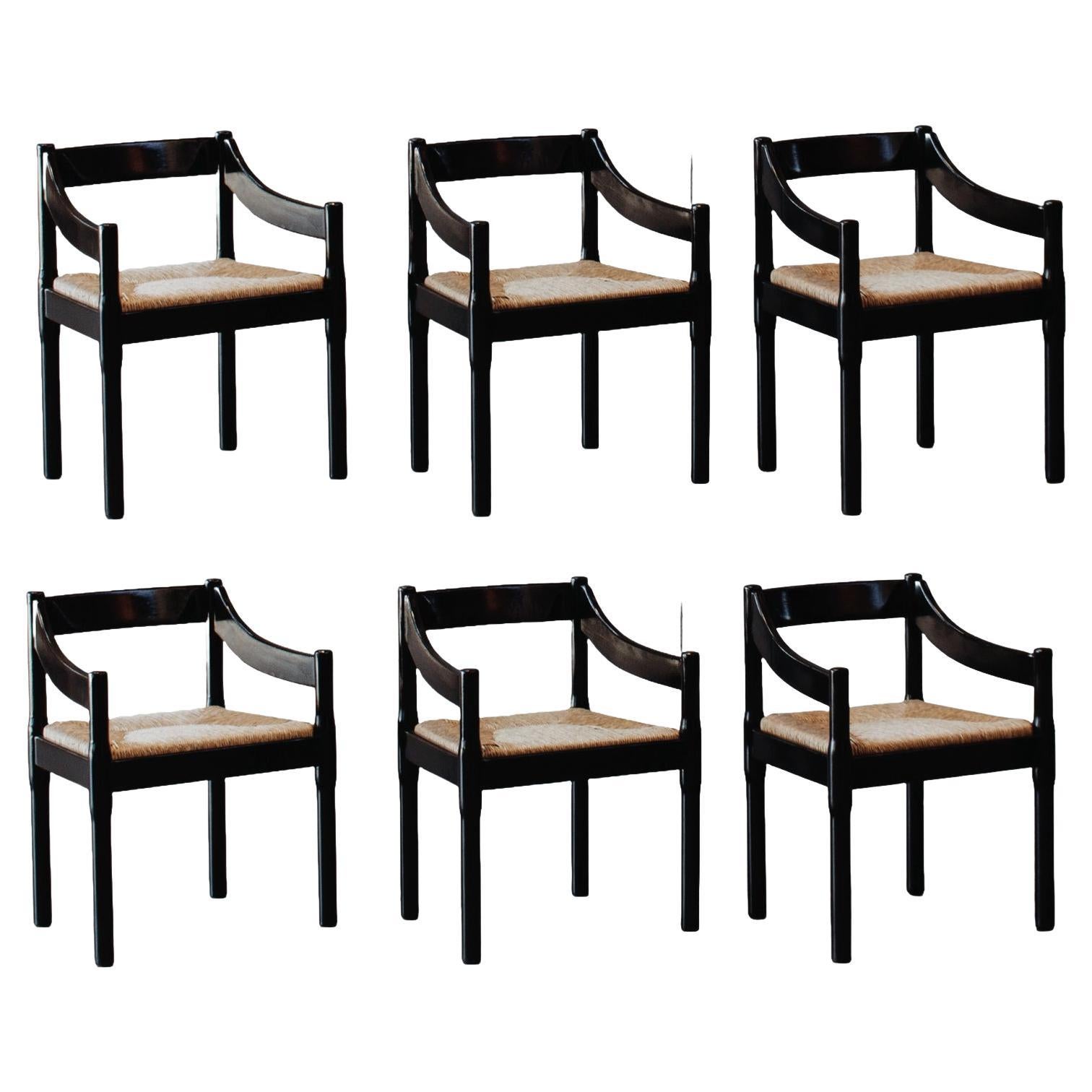 Vico Magistretti "Carimate" Dining Chairs for Cassina, 1960, Set of 6