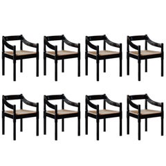 Vico Magistretti "Carimate" Esszimmerstühle für Cassina, 1960, Satz von 8