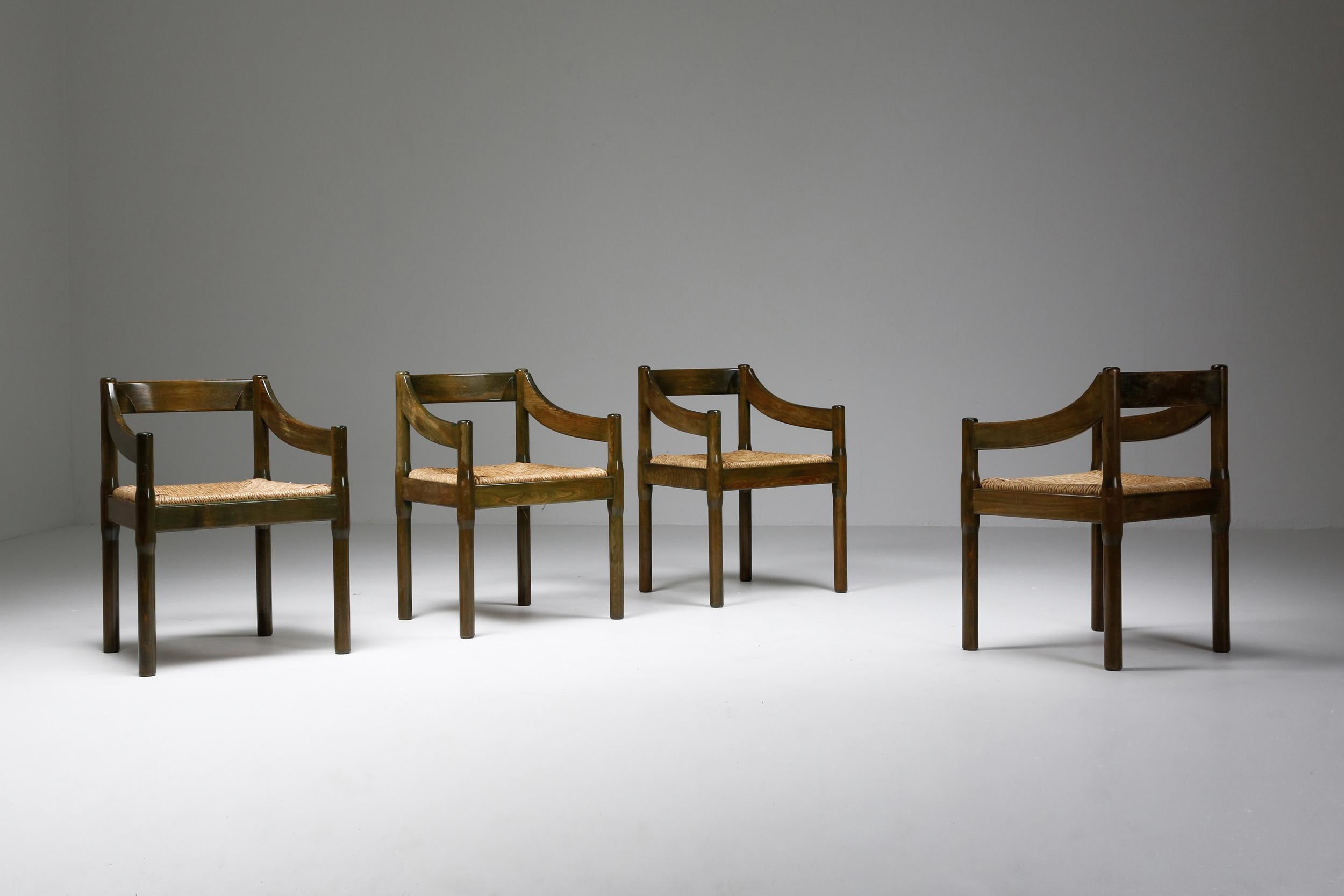Mid-Century Modern Vico Magistretti ‘Carimate’ Dining Chairs in Lacquered Beech
