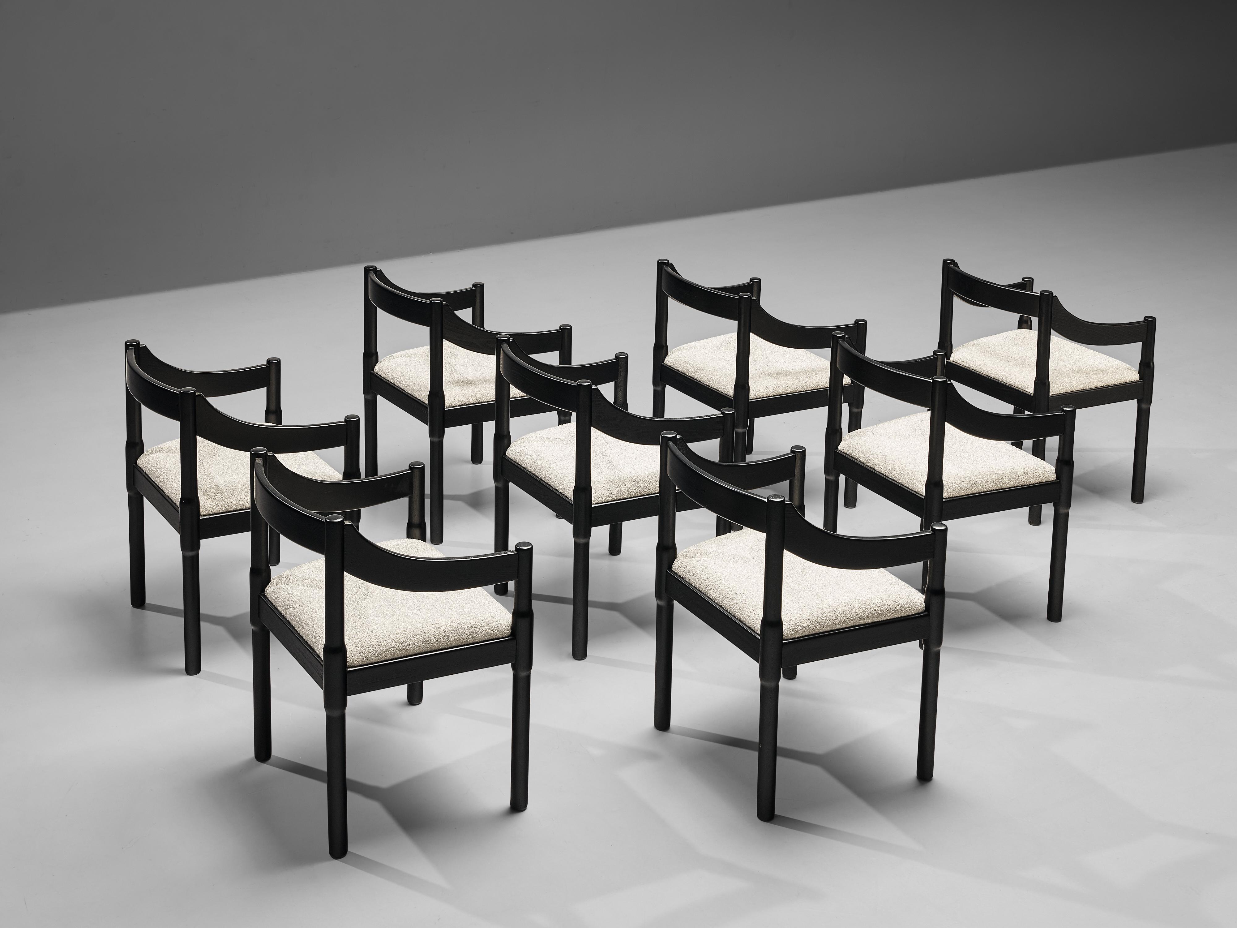 Italian Vico Magistretti ‘Carimate’ Dining Chairs in Lacquered Beech