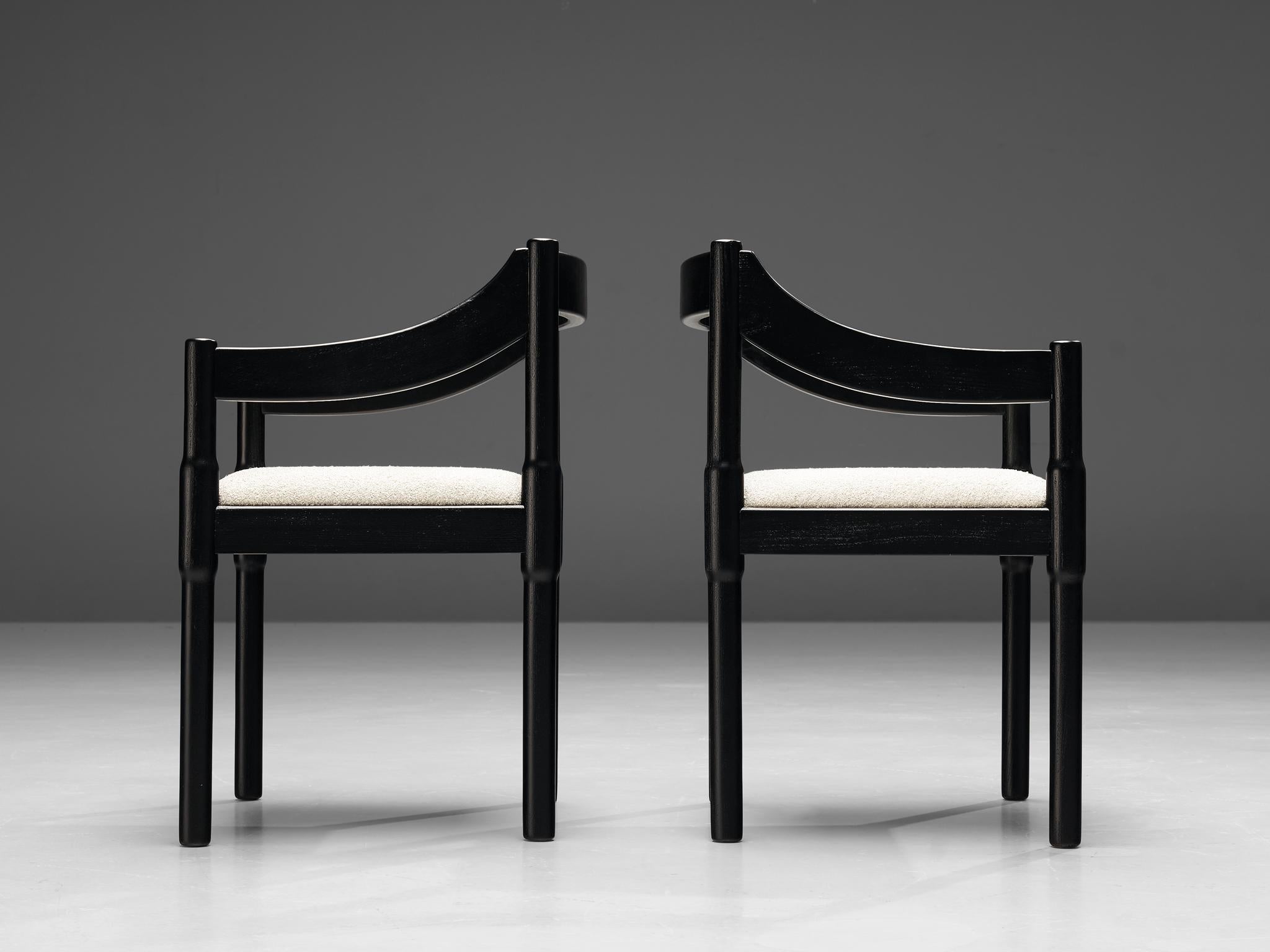 Italian Vico Magistretti ‘Carimate’ Dining Chairs in Lacquered Wood 