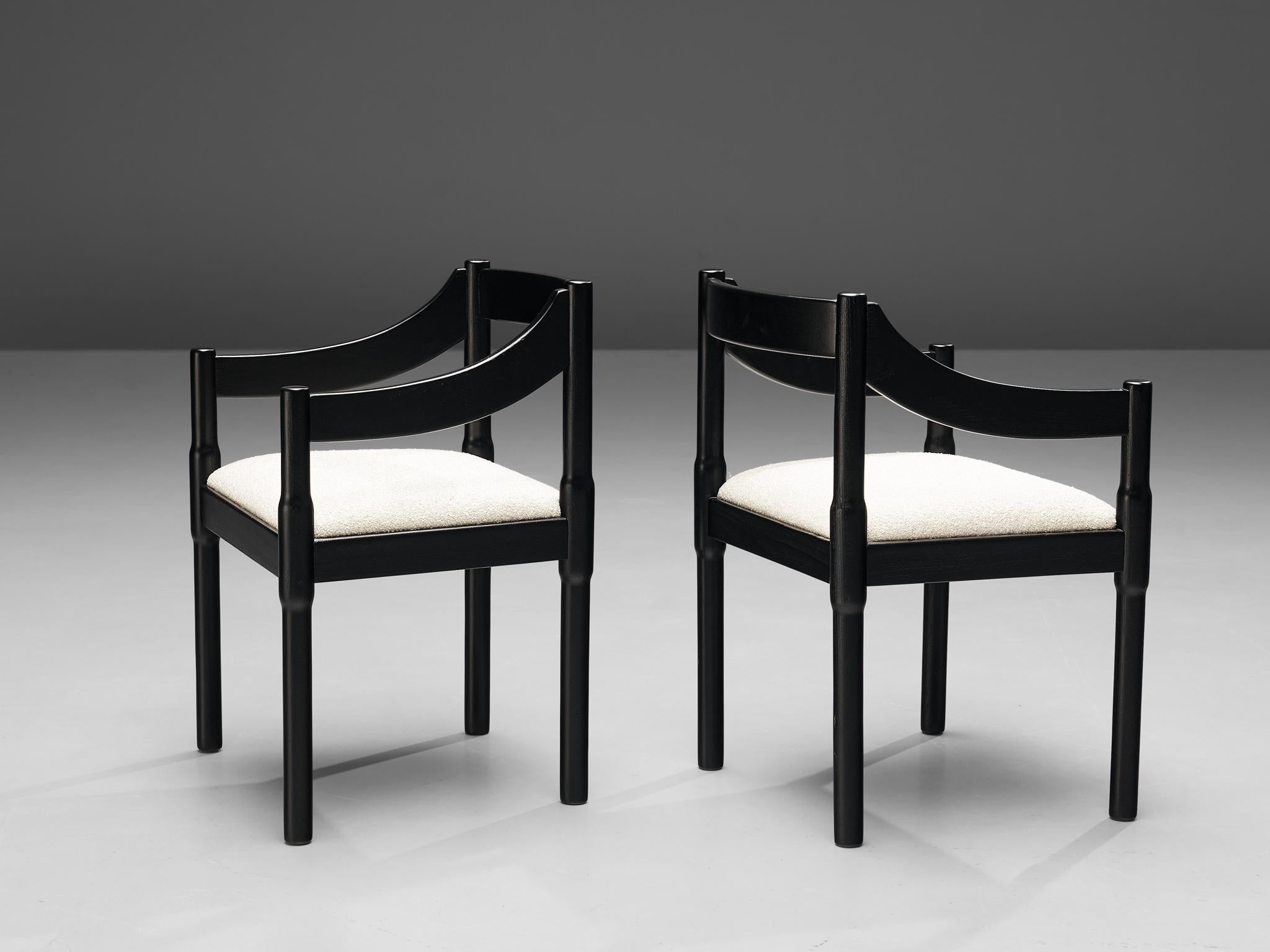 Fabric Vico Magistretti ‘Carimate’ Dining Chairs in Lacquered Wood 