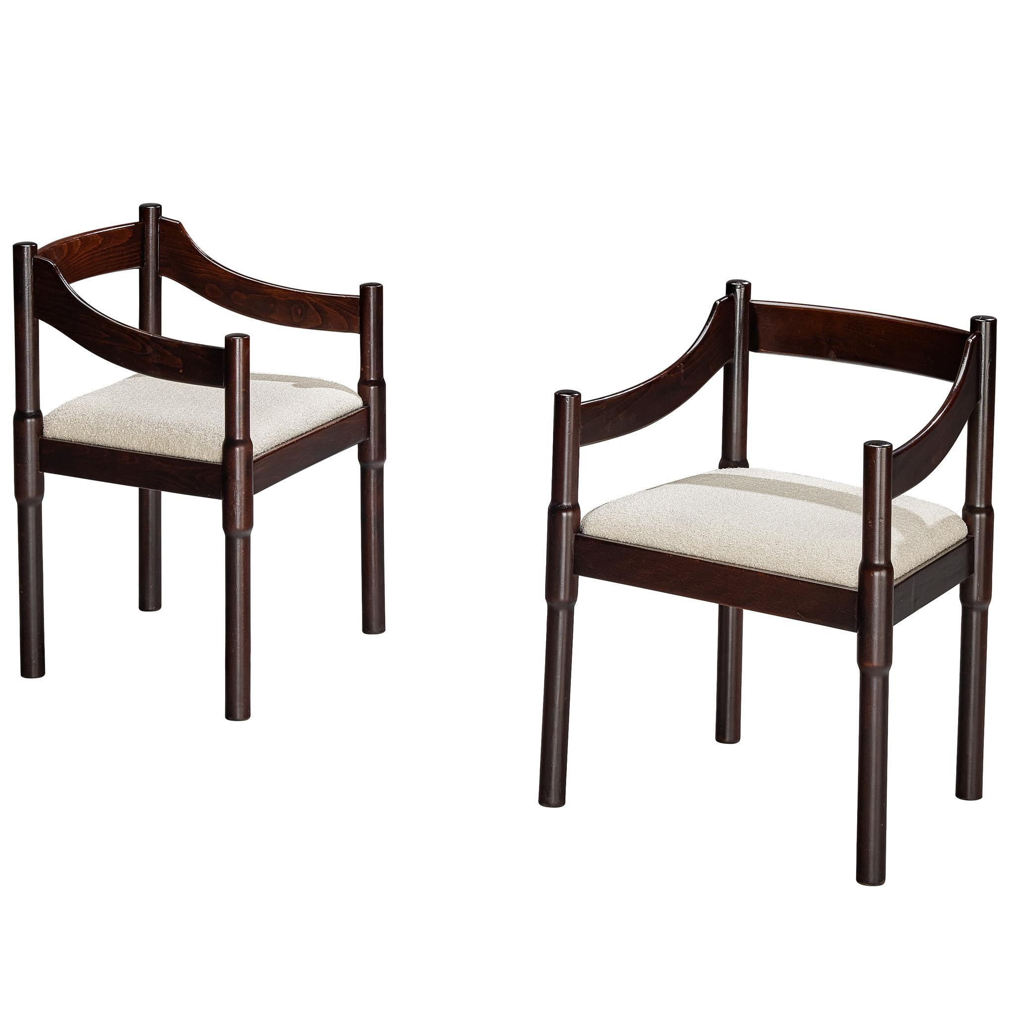 Vico Magistretti 
Carimate
 Dining Chairs in White Upholstery For Sale