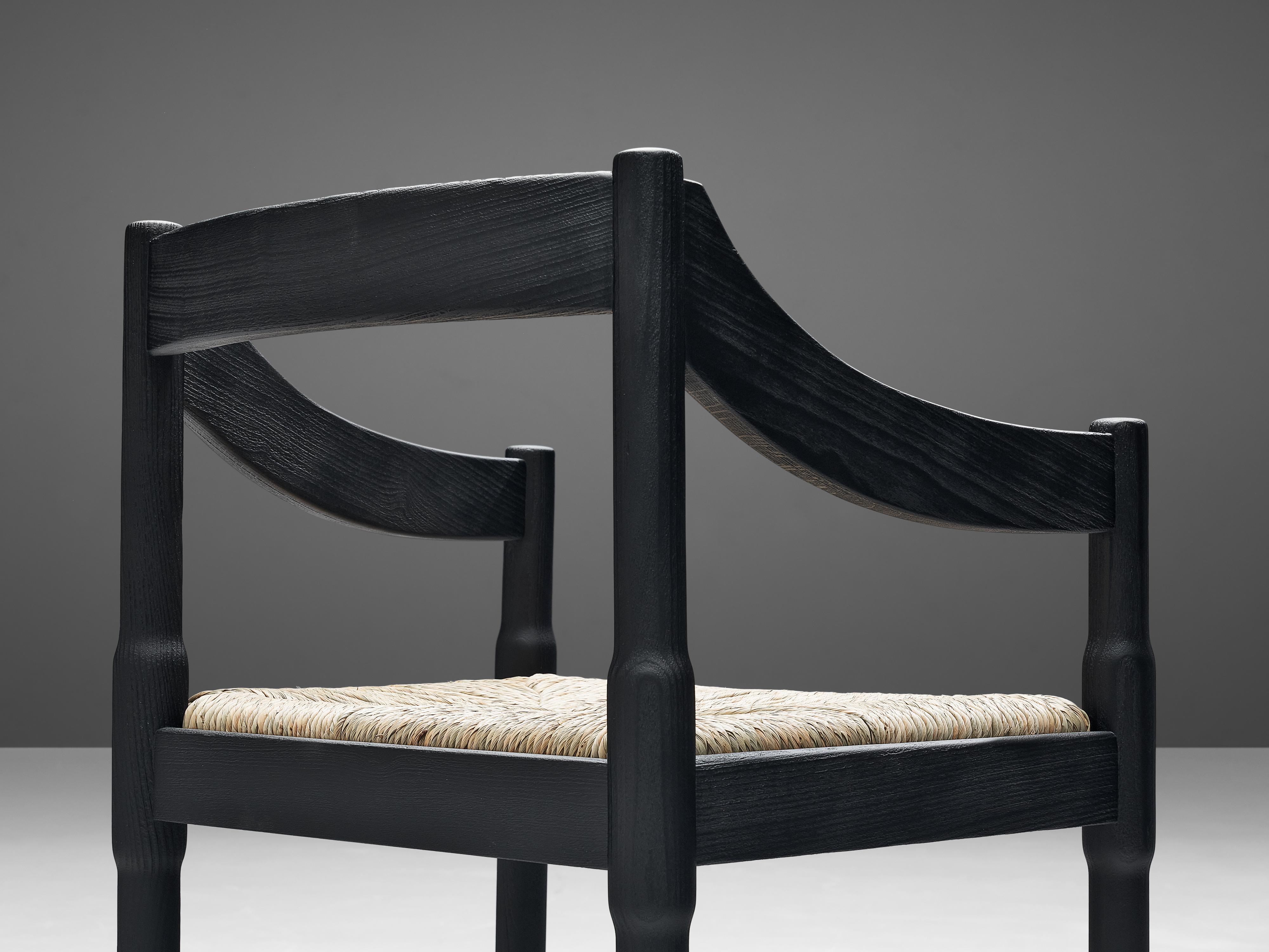 Vico Magistretti ‘Carimate’ Dining Chairs with Rush Seating 1