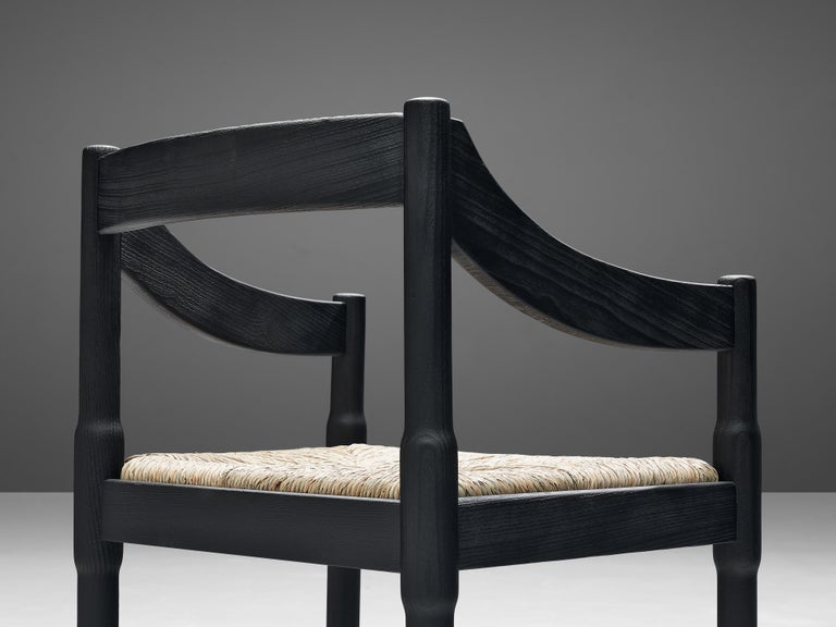 Vico Magistretti ‘Carimate’ Dining Chairs with Rush Seating For Sale 2