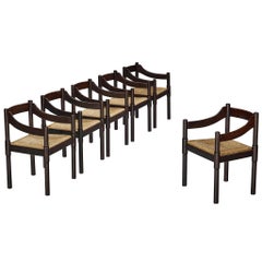 Vico Magistretti 
Carimate
 Dining Chairs with Rush Seats