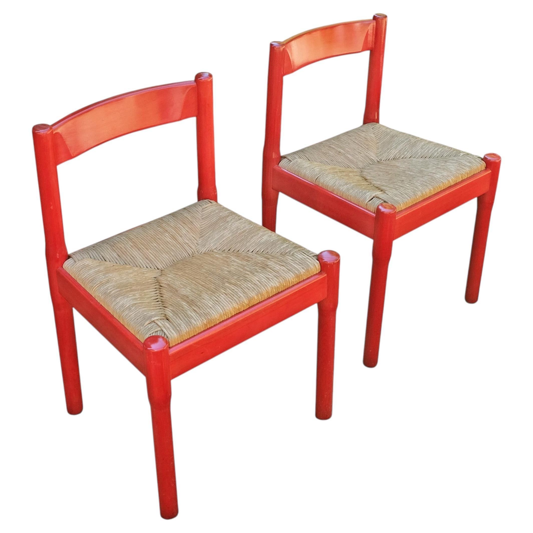 Vico Magistretti, Carimate, Pair of Chairs, Cassina, 1960s