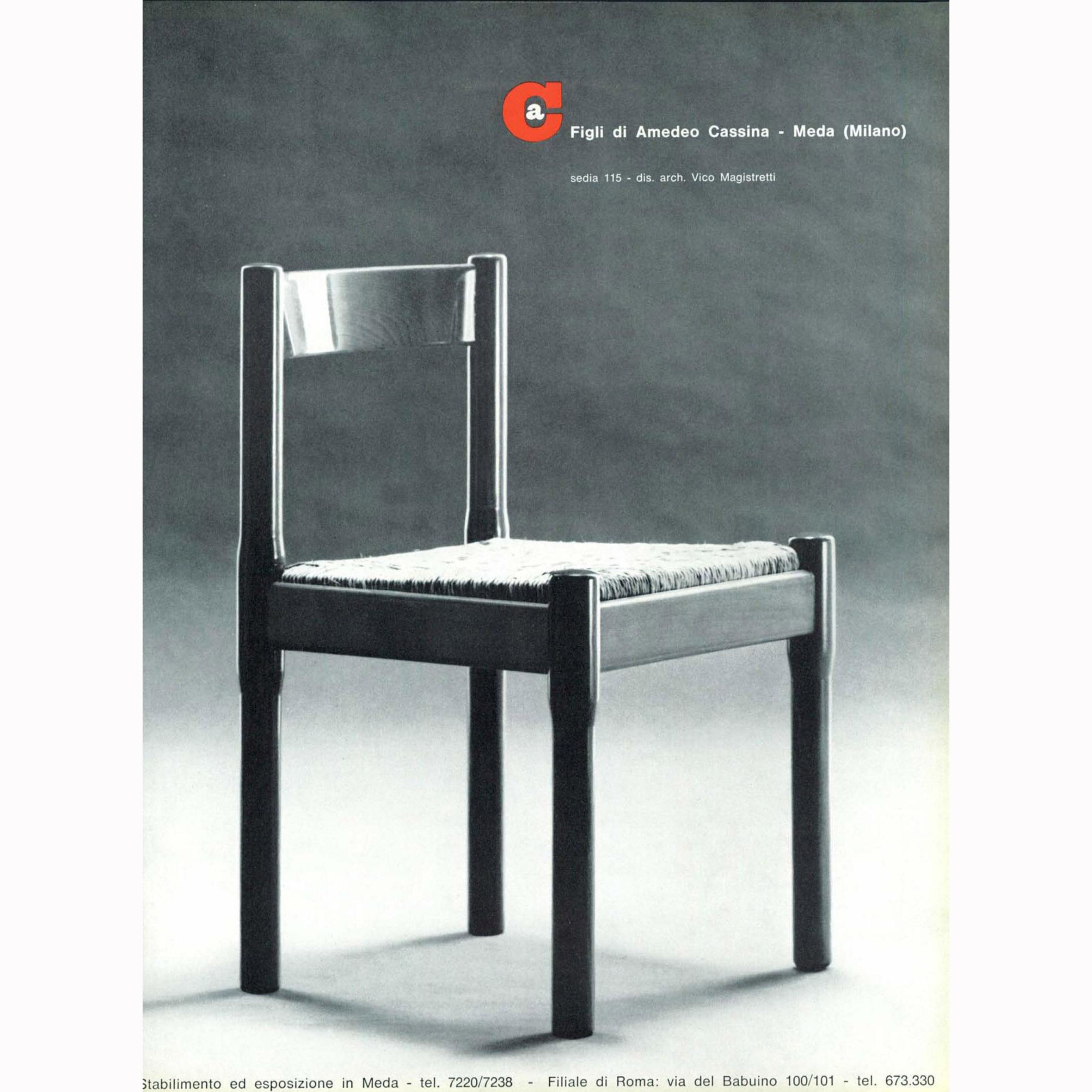Lacquered Vico Magistretti, Carimate, Six Chairs, Cassina, 1960s For Sale