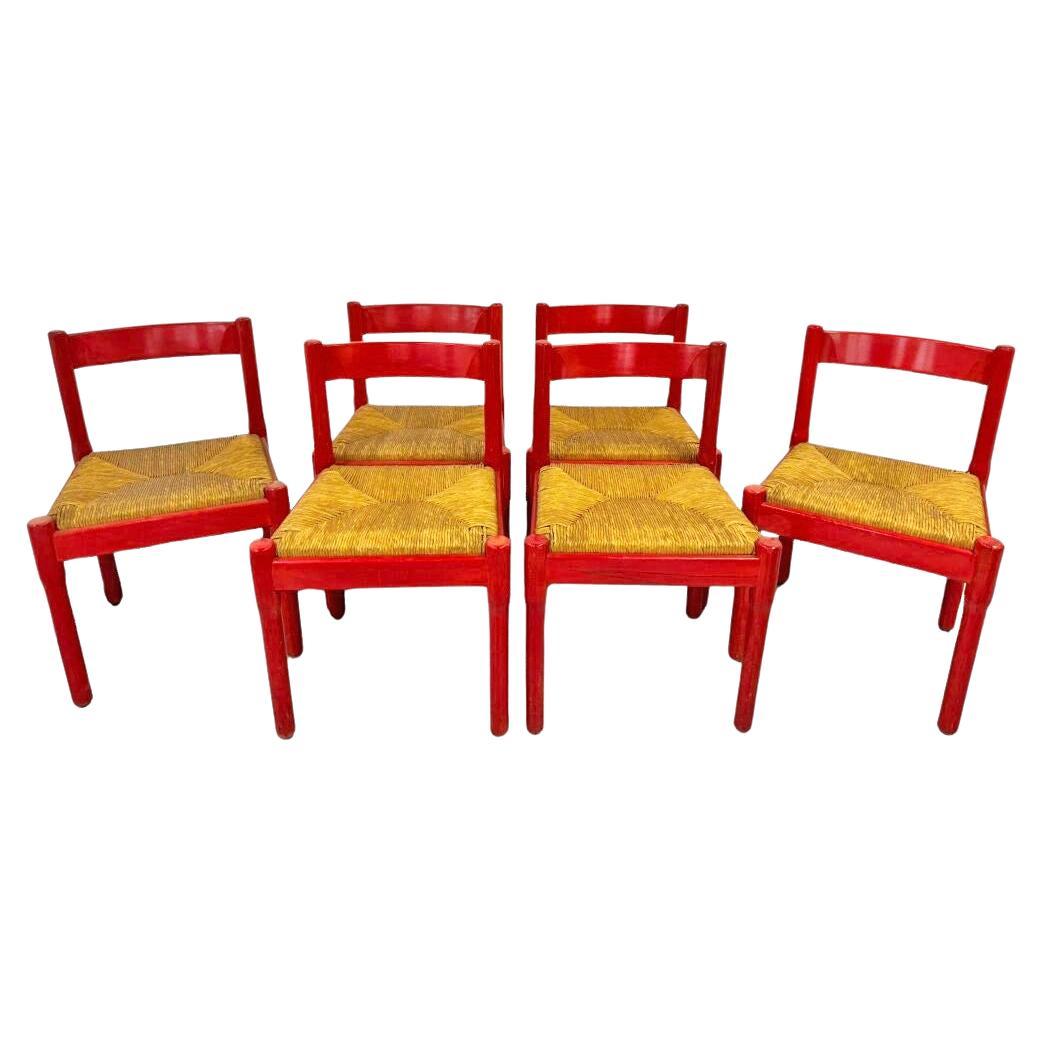 Vico Magistretti, Carimate, Six Chairs, Cassina, 1960s