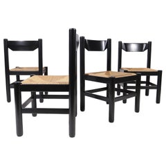 Vico Magistretti / Charlotte Perriand Style Rush Dining Room Chairs 70s