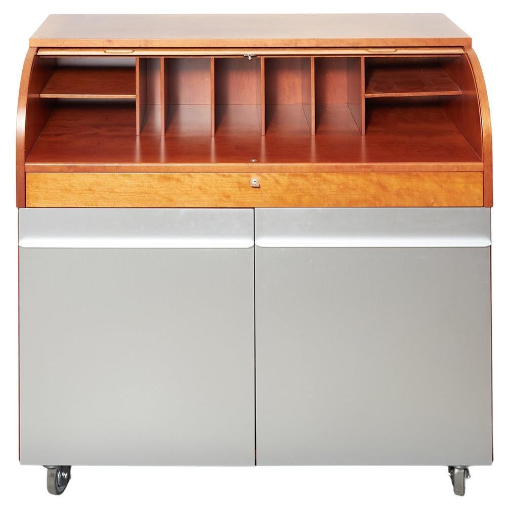 Vico Magistretti Cherrywood and Aluminium Writing Desk for De Padova, Italy