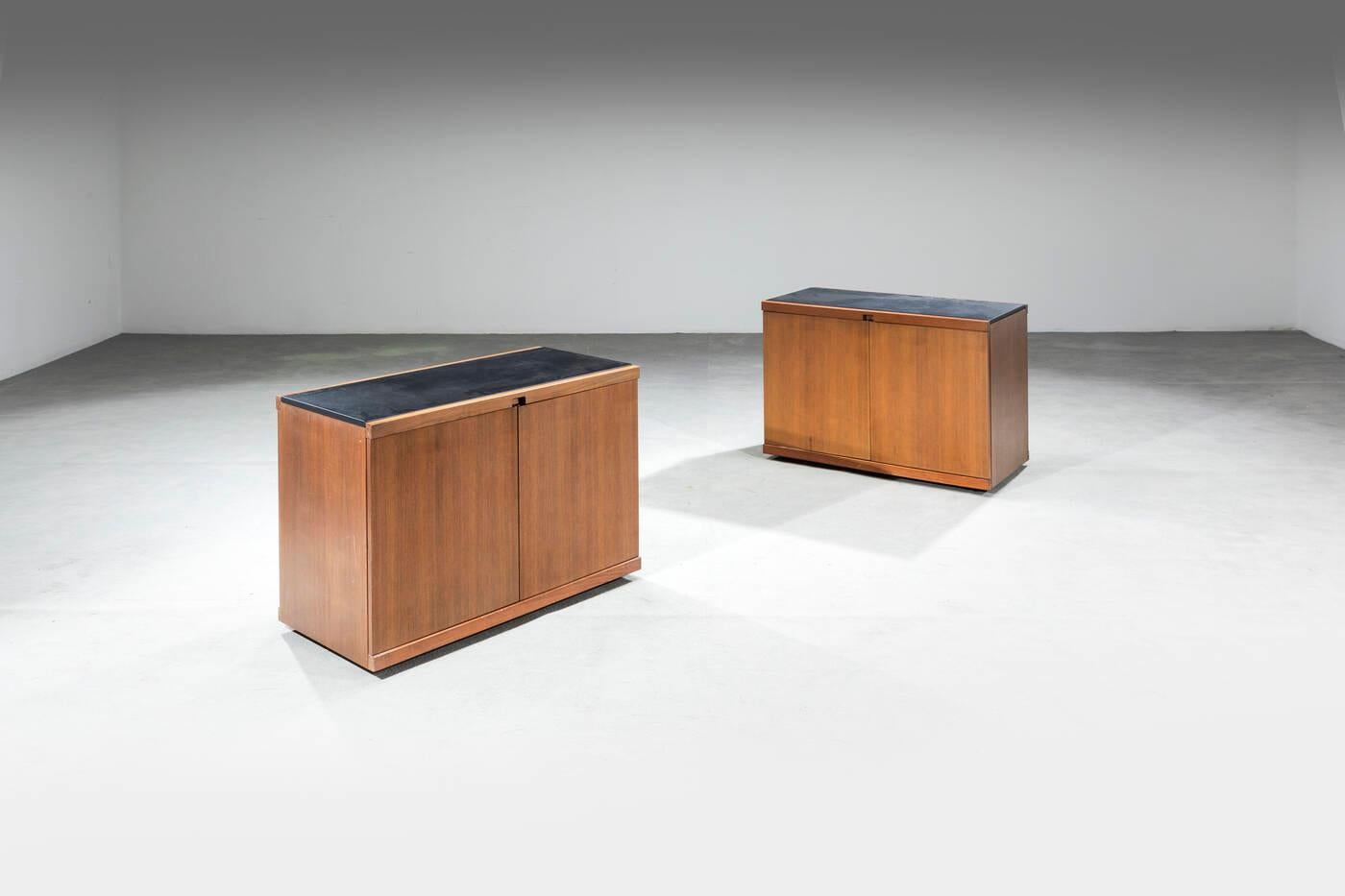 Vico Magistretti, Pair of sideboards mod. MB55, prod. Poggi, 1960s In Fair Condition For Sale In Rivoli, IT