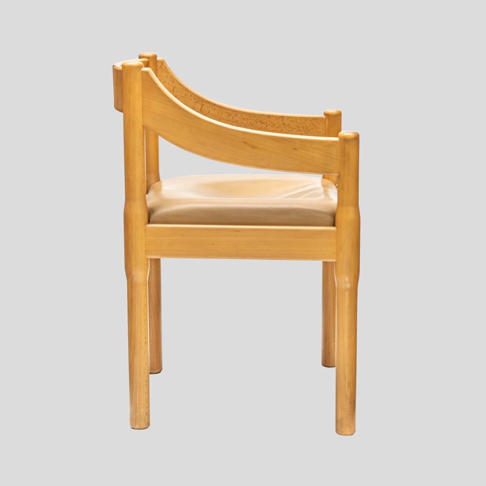 Vico Magistretti Design bureau et chaise vintage en bois d'érable clair, couleur italienne en vente 2