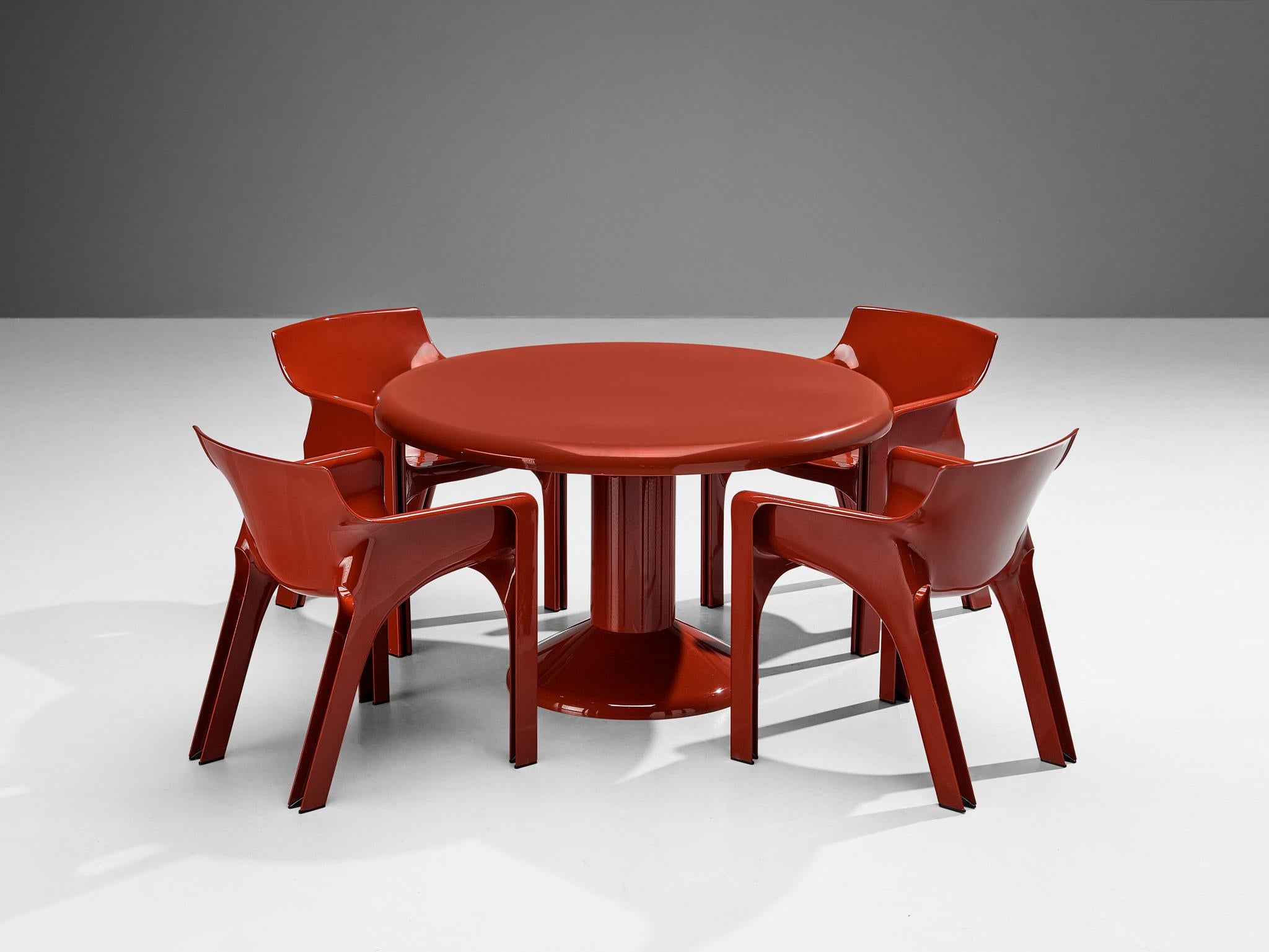 Mid-Century Modern Vico Magistretti Dining Set with 'Tessera' Table and Four 'Gaudi' Chairs