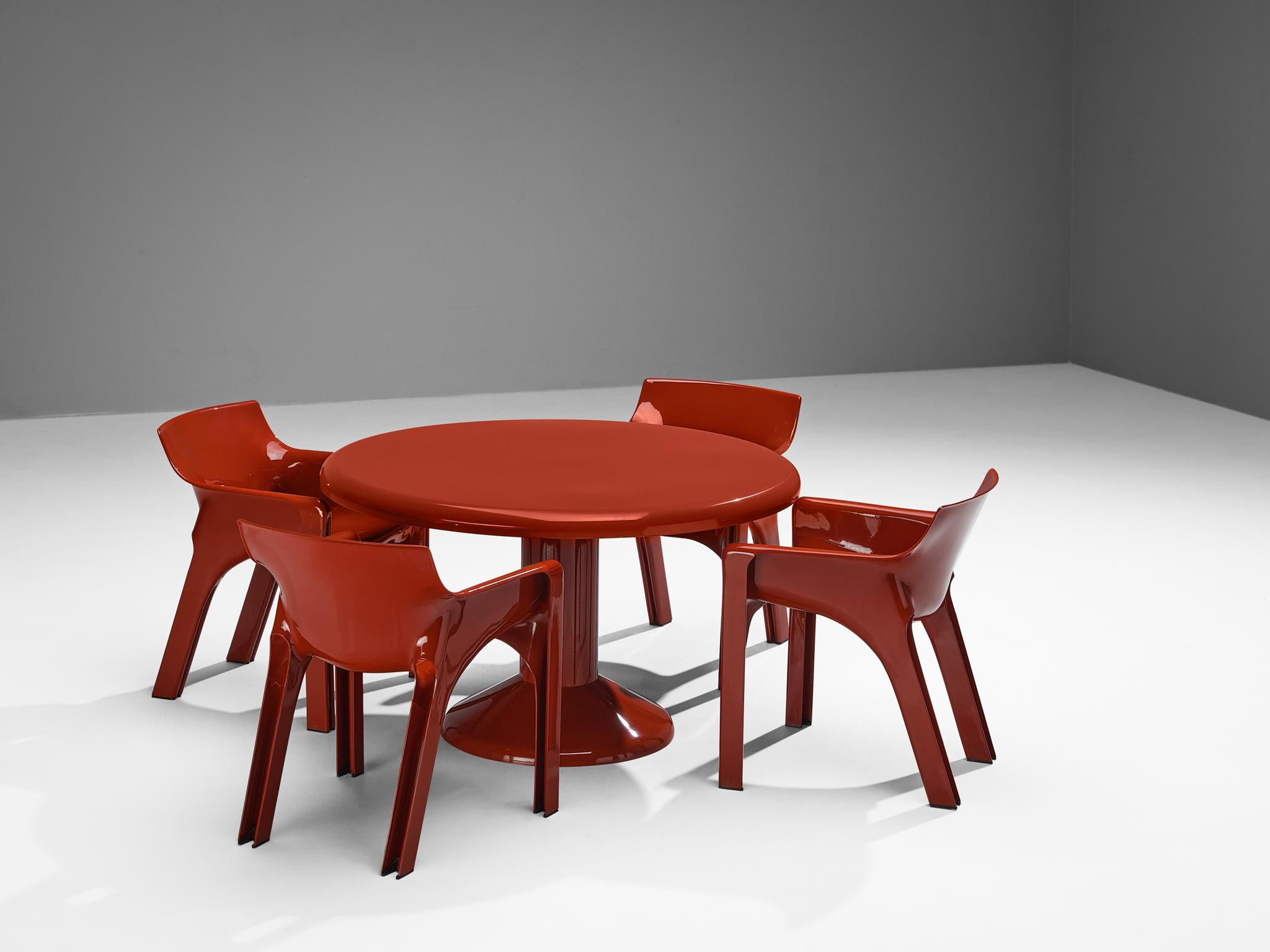 Late 20th Century Vico Magistretti Dining Set with 'Tessera' Table and Four 'Gaudi' Chairs