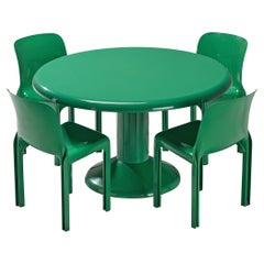 Vico Magistretti Dining Set with 'Tessera' Table and Four 'Selene' Chairs 