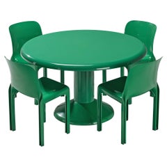 Vico Magistretti Dining Set with 'Tessera' Table and Four 'Selene' Chairs