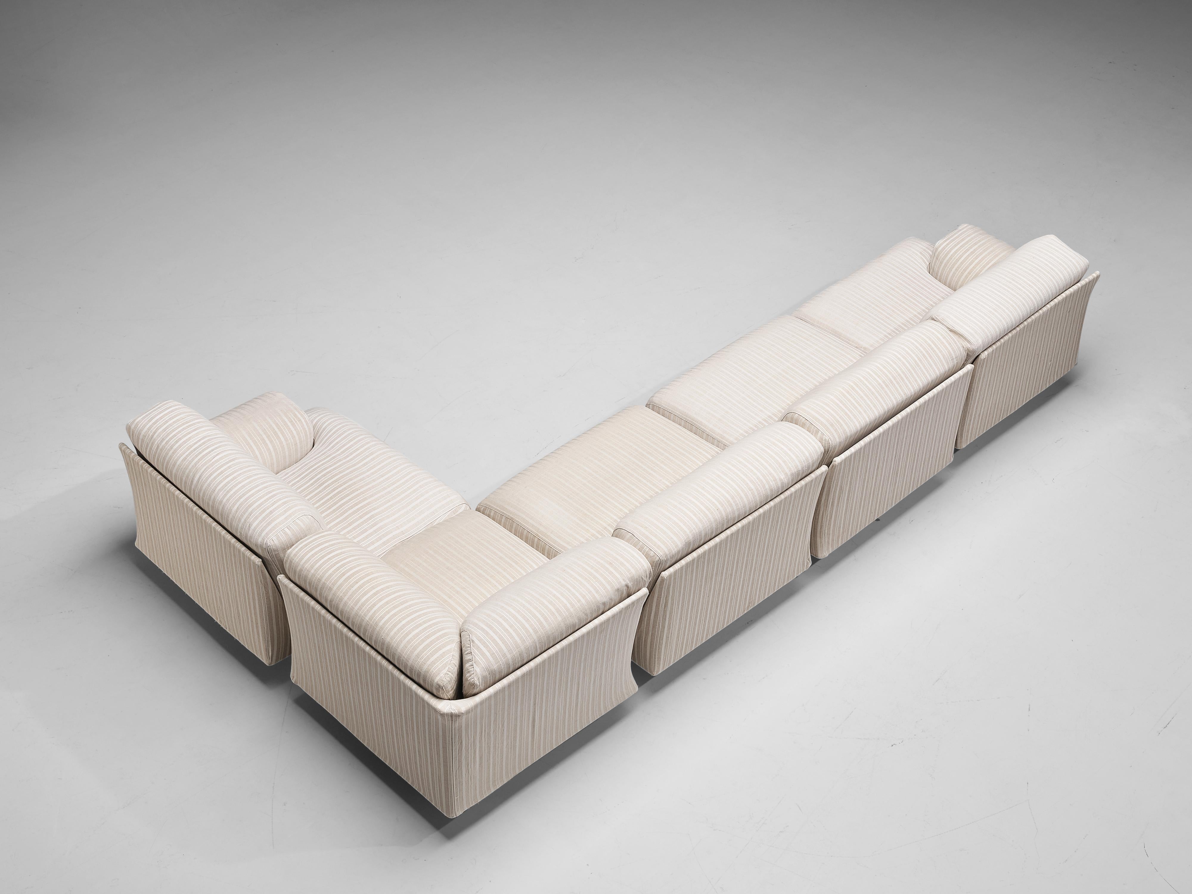 Late 20th Century Vico Magistretti ‘Fiandra’ Sectional Sofa in Striped Upholstery