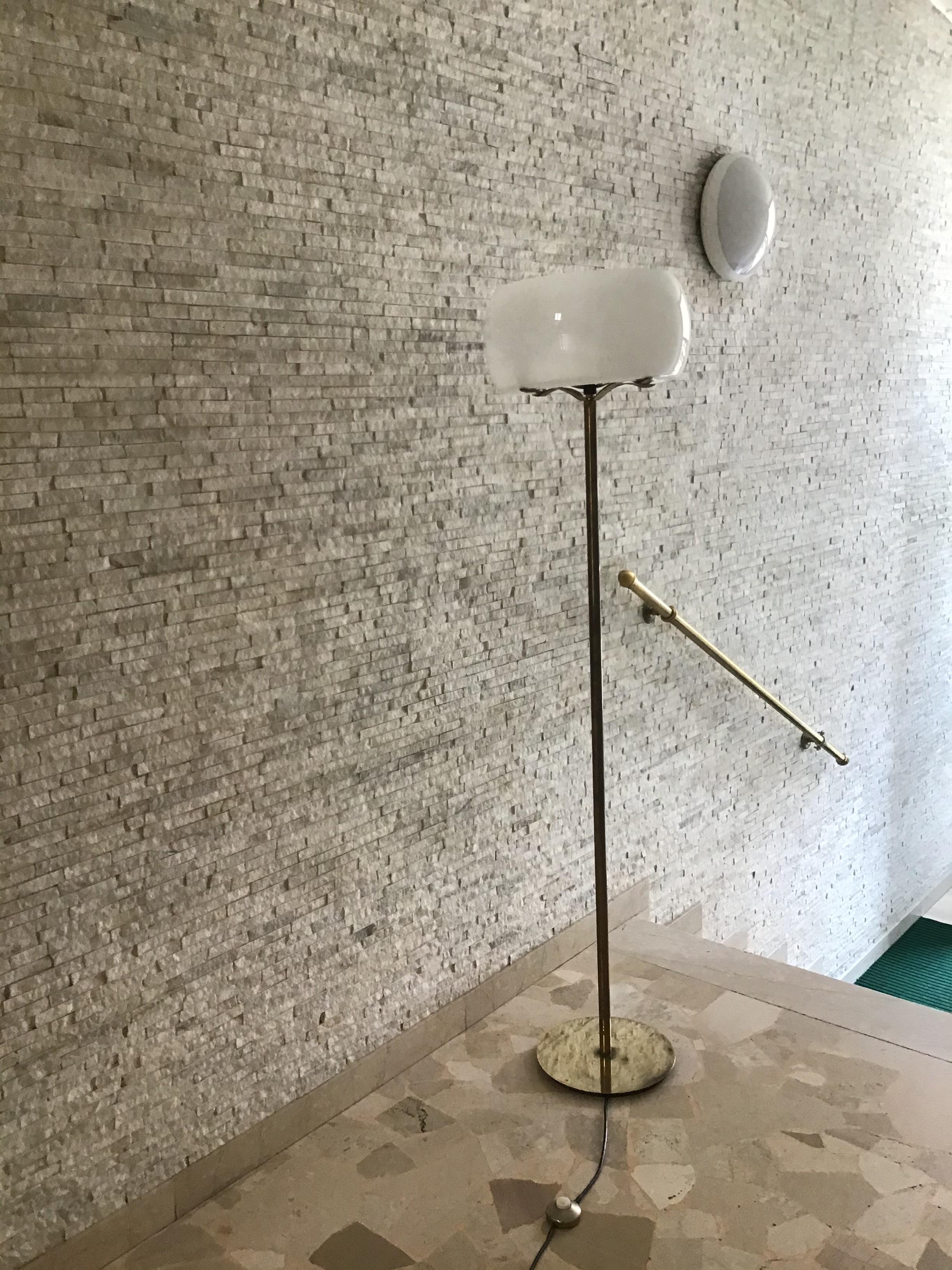 Vico Magistretti #Floor Lamp Brass Glass, 1960, Italy In Good Condition For Sale In Milano, IT