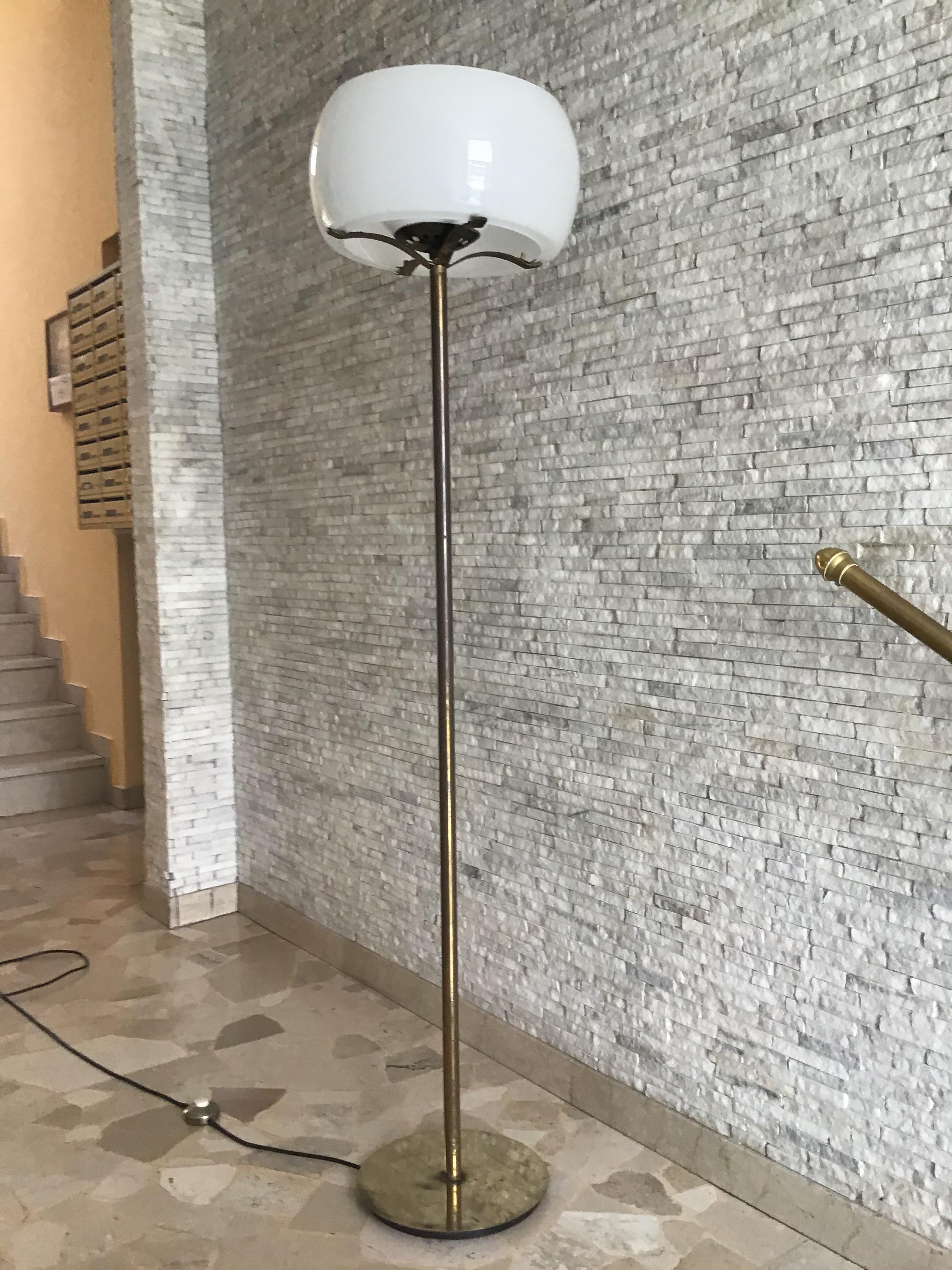 Mid-20th Century Vico Magistretti #Floor Lamp Brass Glass, 1960, Italy  For Sale