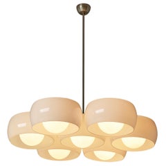 Vico Magistretti for Artemide Chandelier 'Eptaclinio' in Opaline Glass