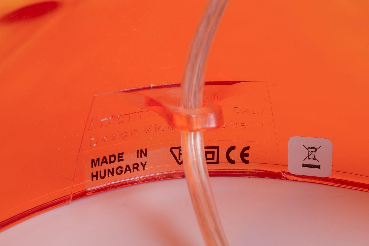 Plastic Vico Magistretti for Artemide. 'Dalu' table lamp in translucent orange plastic. For Sale