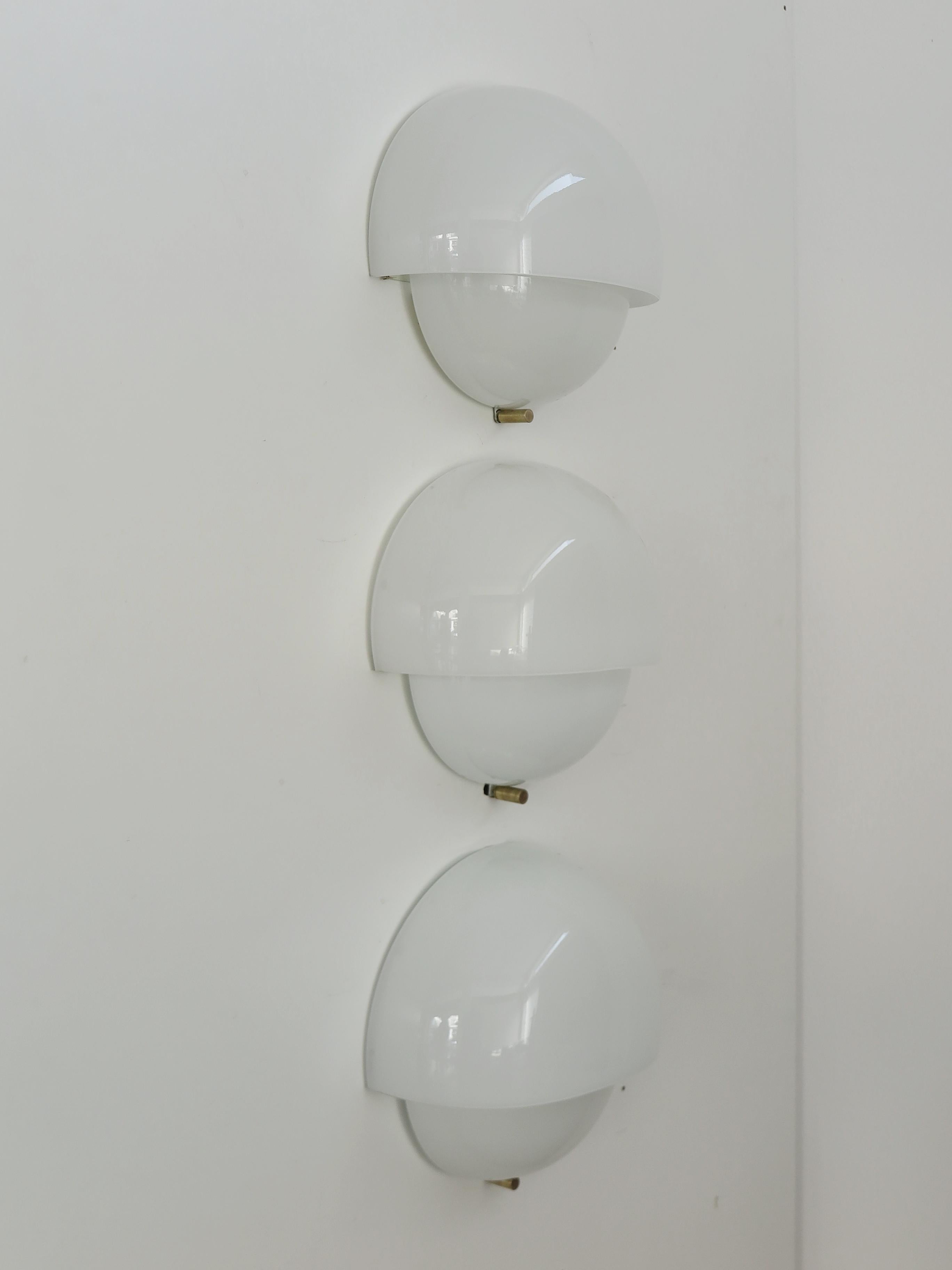 Mid-20th Century Vico Magistretti for Artemide Italian Glass Brass Mania Sconces Wall lamps 1960s