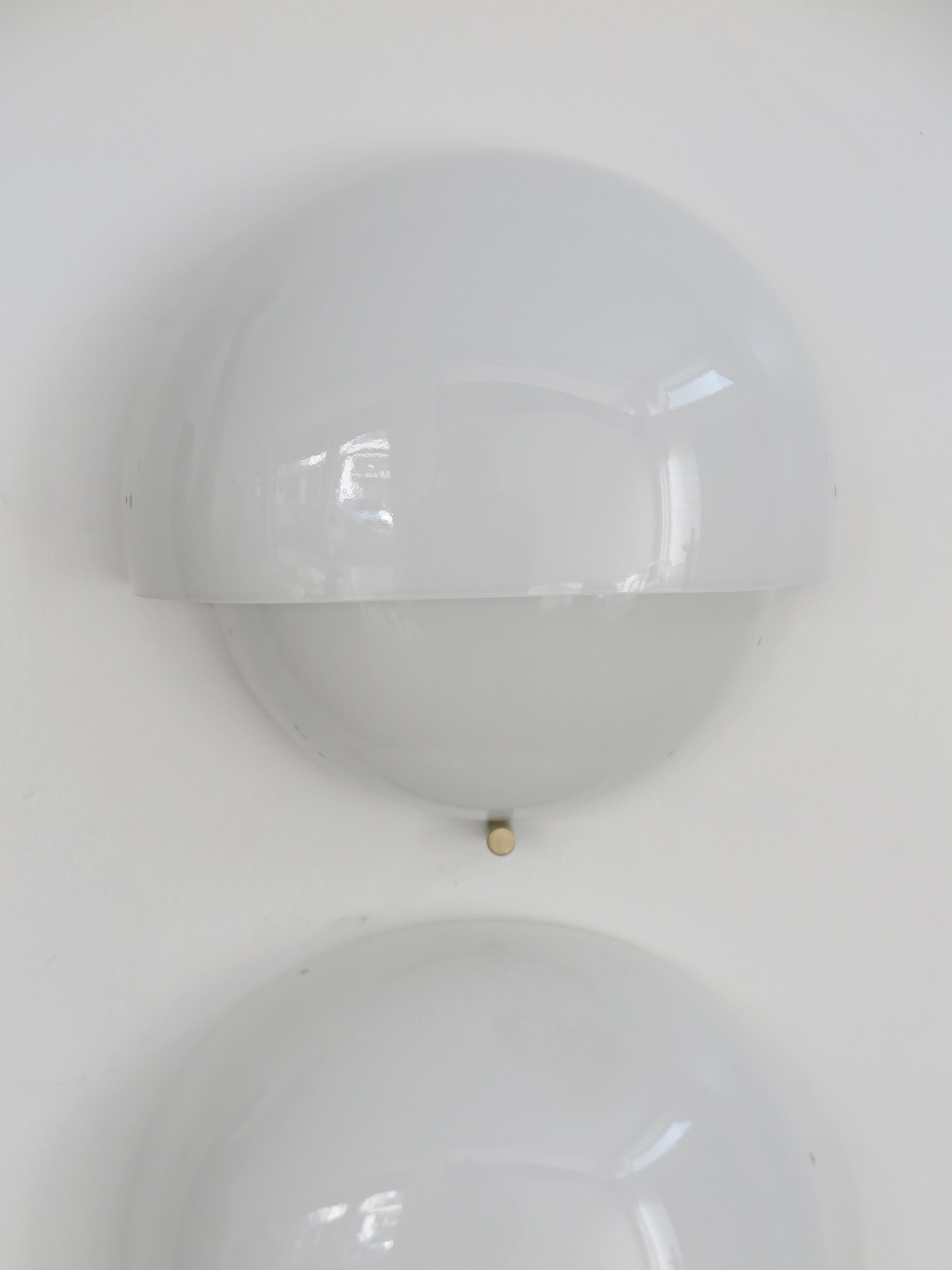 Vico Magistretti for Artemide Italian Glass Brass Mania Sconces Wall lamps 1960s 2