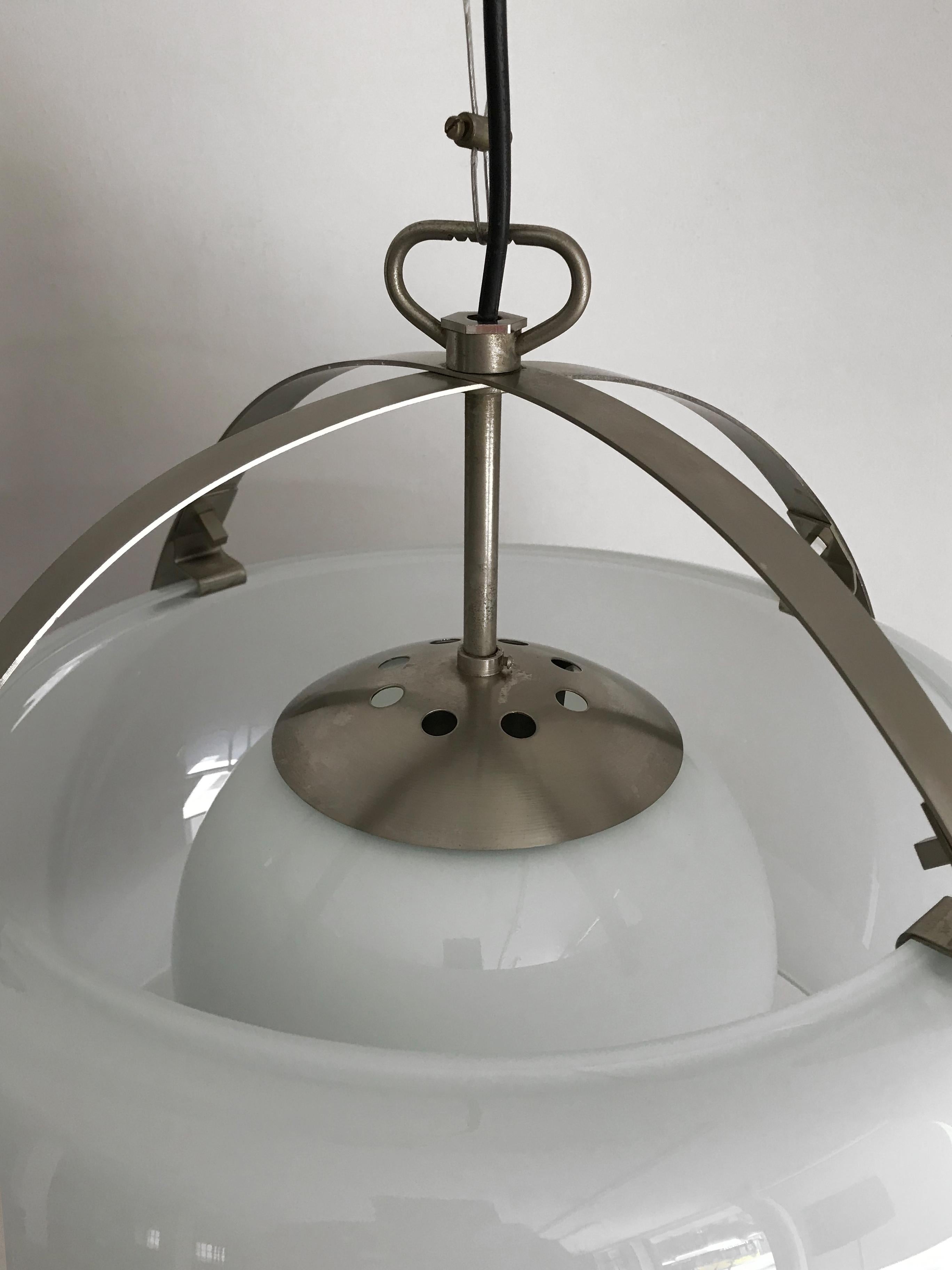 Mid-Century Modern Vico Magistretti for Artemide Italian Glass Pendant Lamp Model Omega, 1960