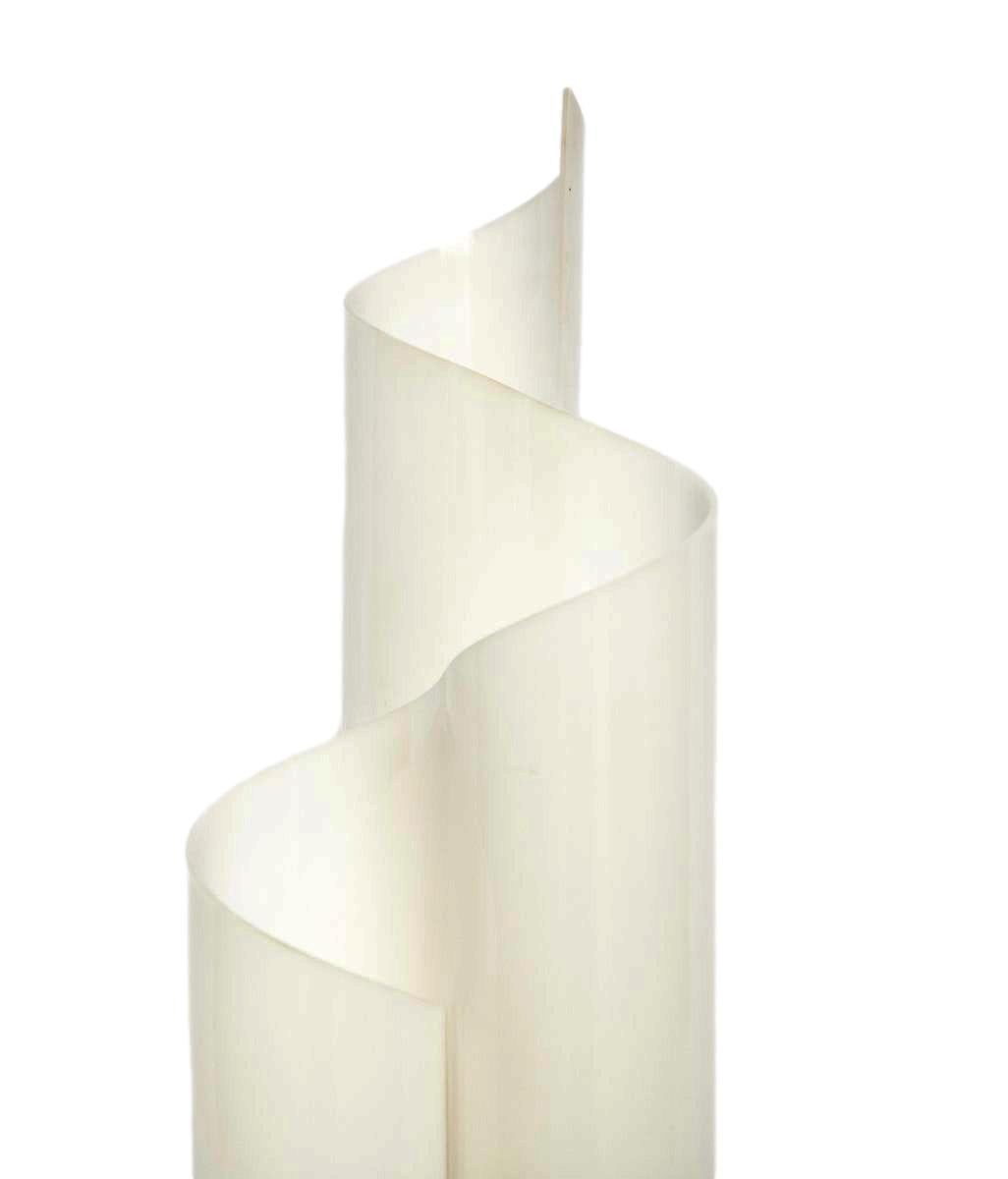 Postmodern Italian table lamp nicknamed the 'Mezzachimera', designed by Vico Magistretti for Artemide. This table lamp is a reduced version of the Chimera floor lamp. A wavy shape moulded in methacrylate, an acrylic that has an opaline quality. The