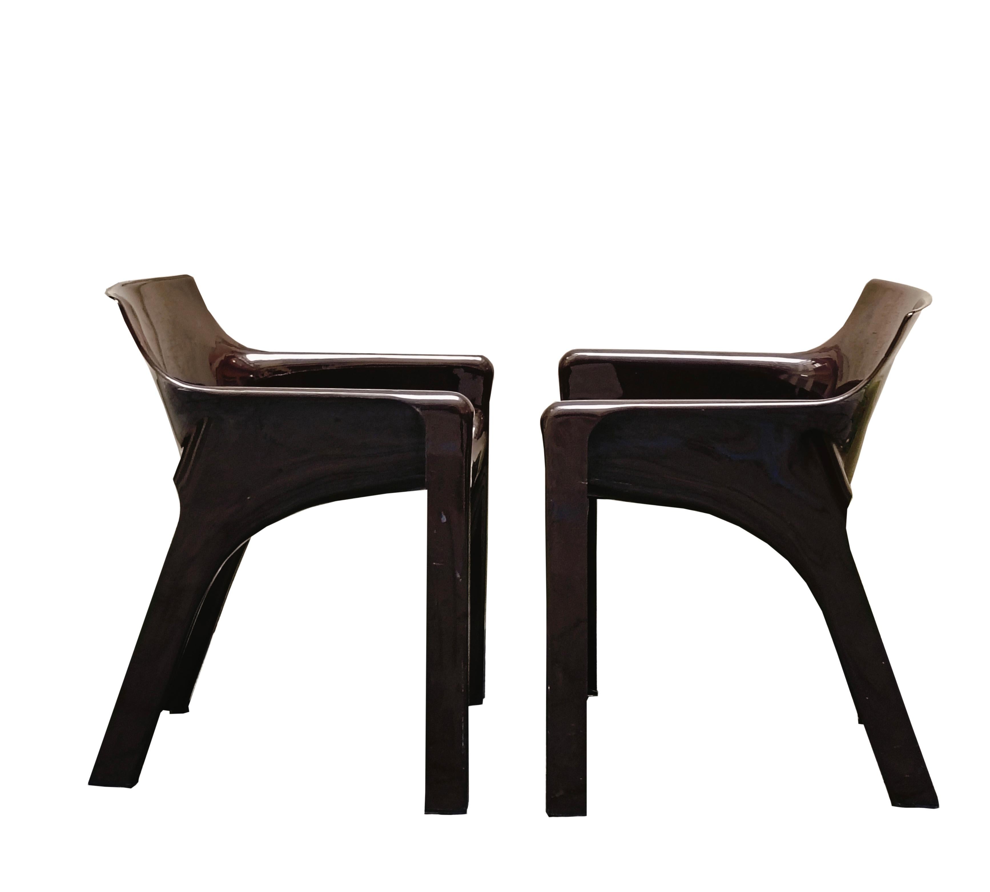 Mid-Century Modern Vico Magistretti for Artemide Pair of Brown 